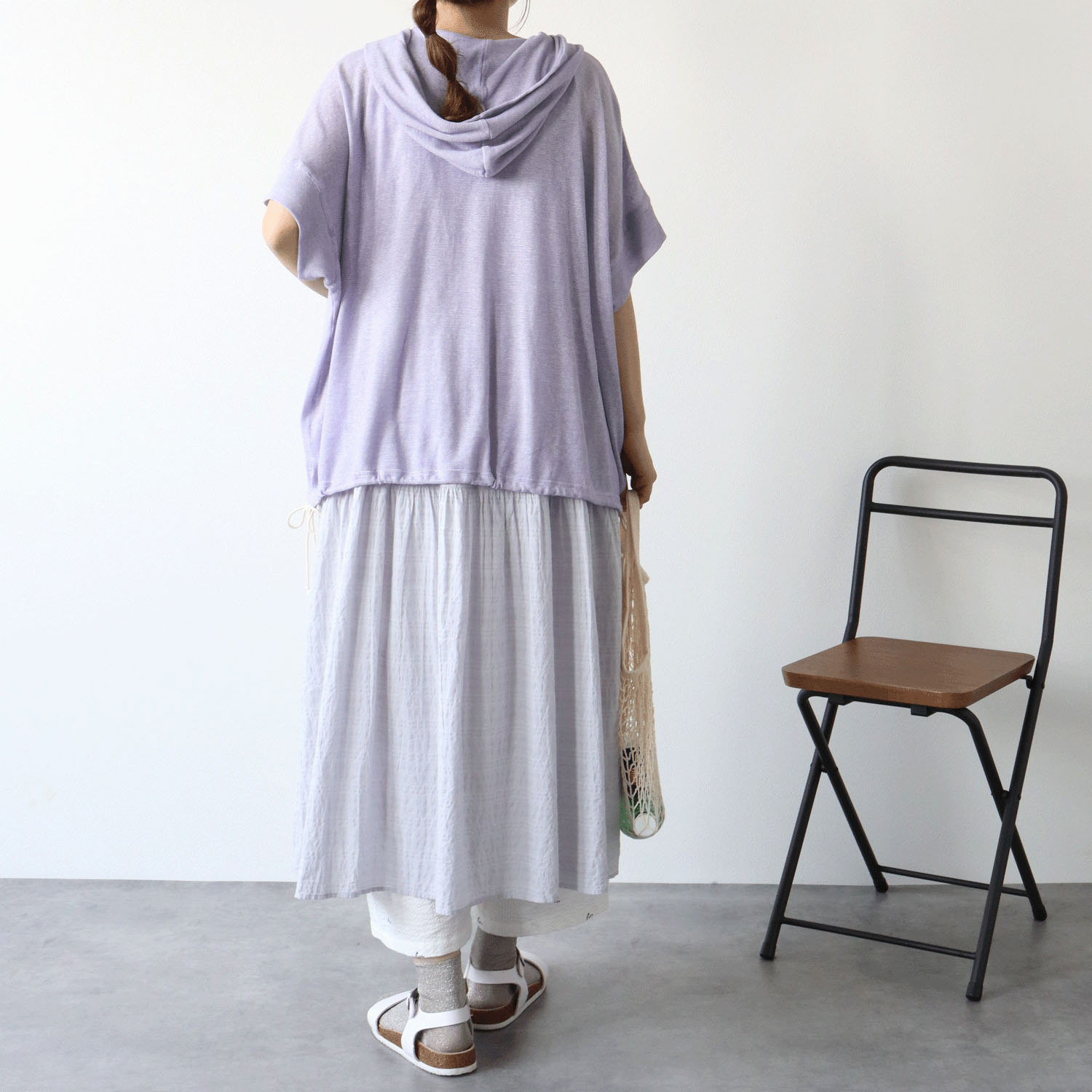 cloudnine SZガーゼ天竺 フード付きドルマン5分袖カットソー - 画像20