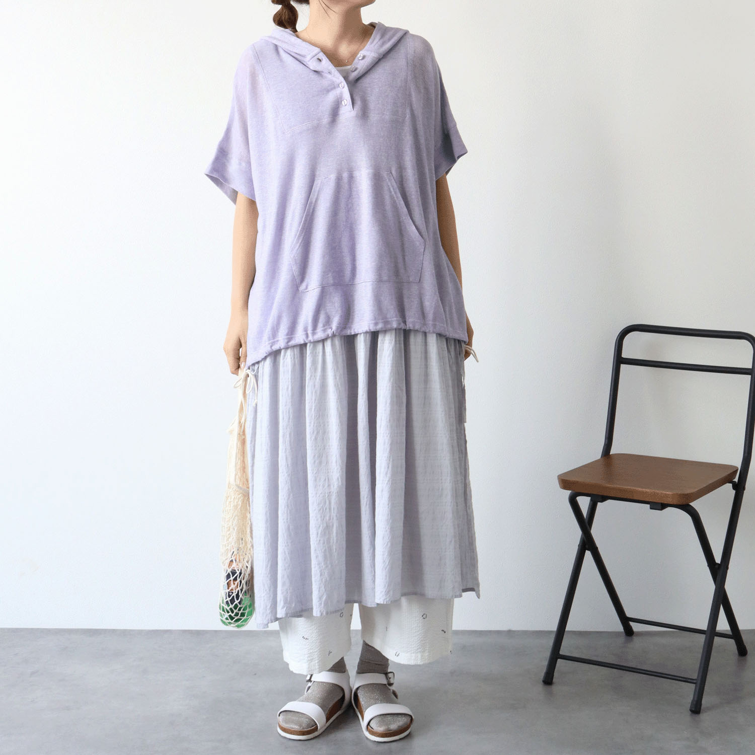 cloudnine SZガーゼ天竺 フード付きドルマン5分袖カットソー - 画像23