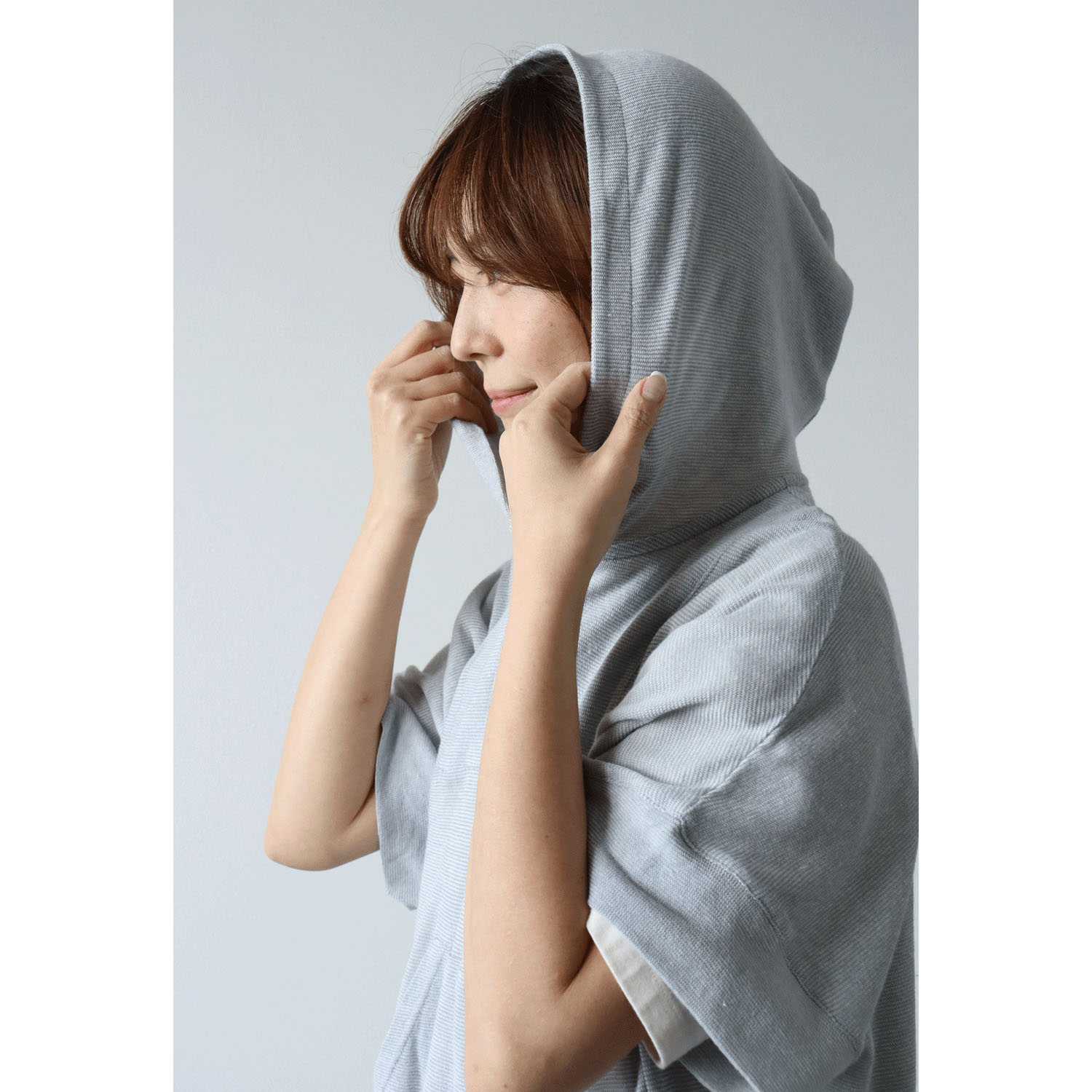 cloudnine SZガーゼ天竺 フード付きドルマン5分袖カットソー - 画像10