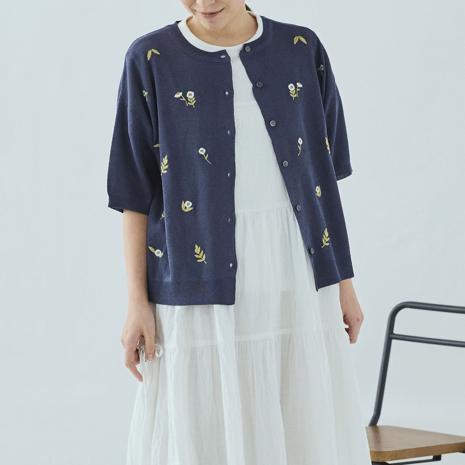 cloudnine  花刺繍入りニットカーディガン - 画像1