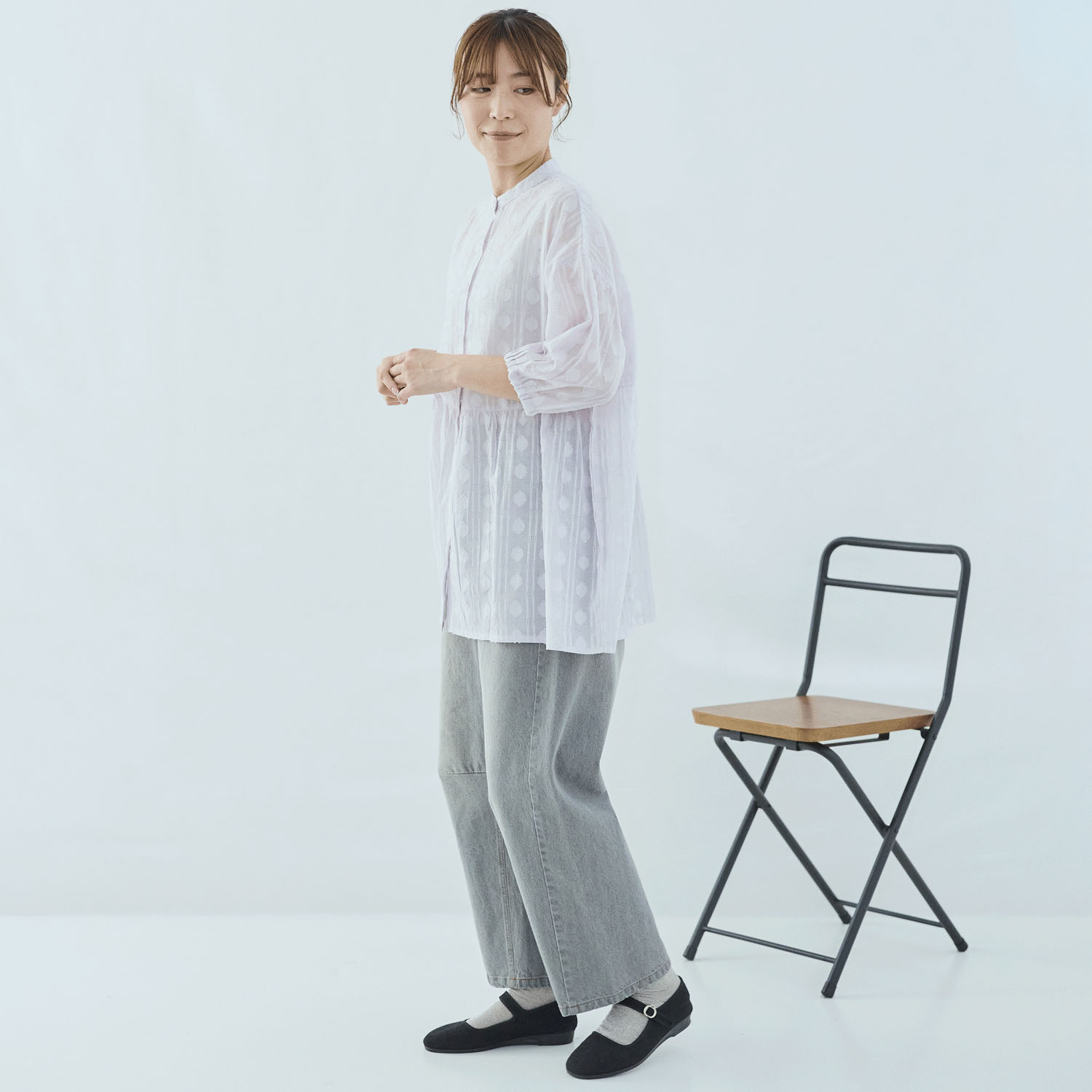 cloudnine コットンジャガード7分袖 前開きチュニック - 画像6