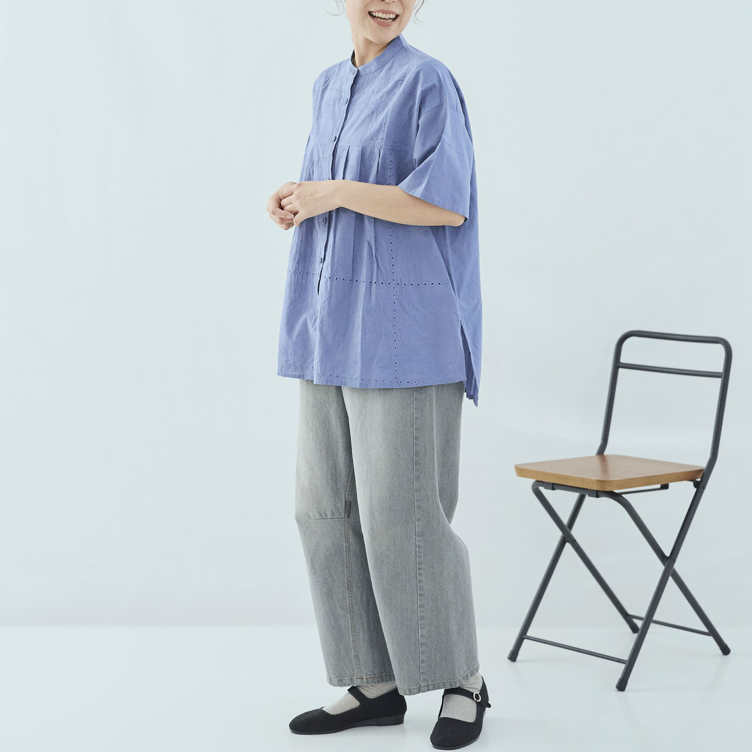 cloudnine 60キャンブリックシフリー刺繍入り前開きチュニック - 画像18