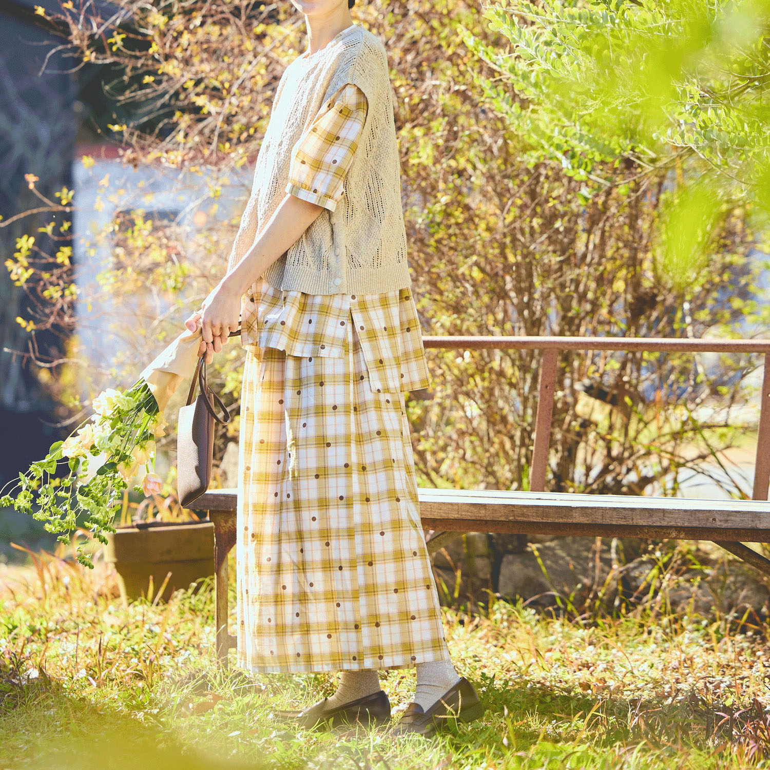 cloudnine コットンニットダイヤ柄ゆったりシルエットのニットベスト - 画像11