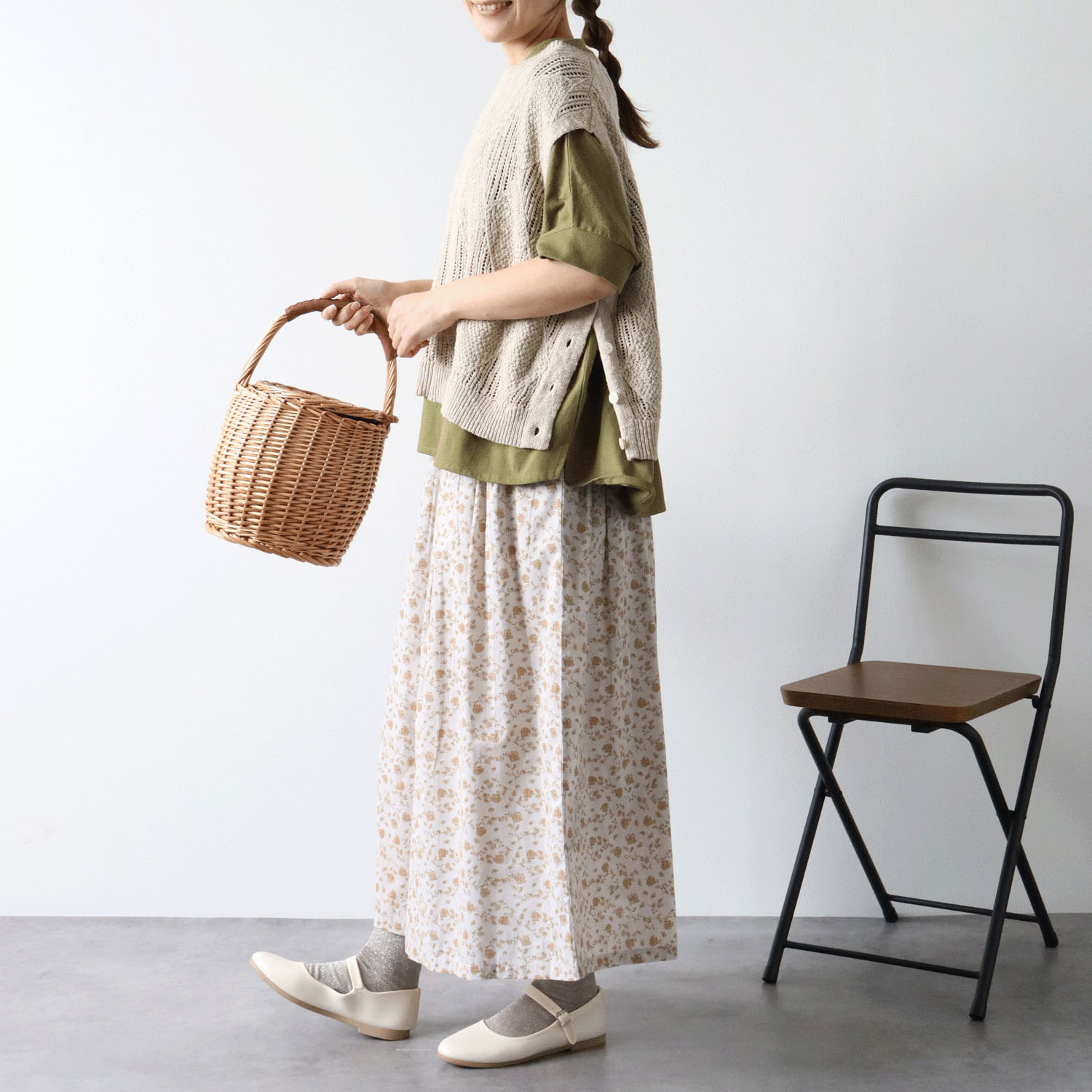 cloudnine コットンニットダイヤ柄ゆったりシルエットのニットベスト - 画像16