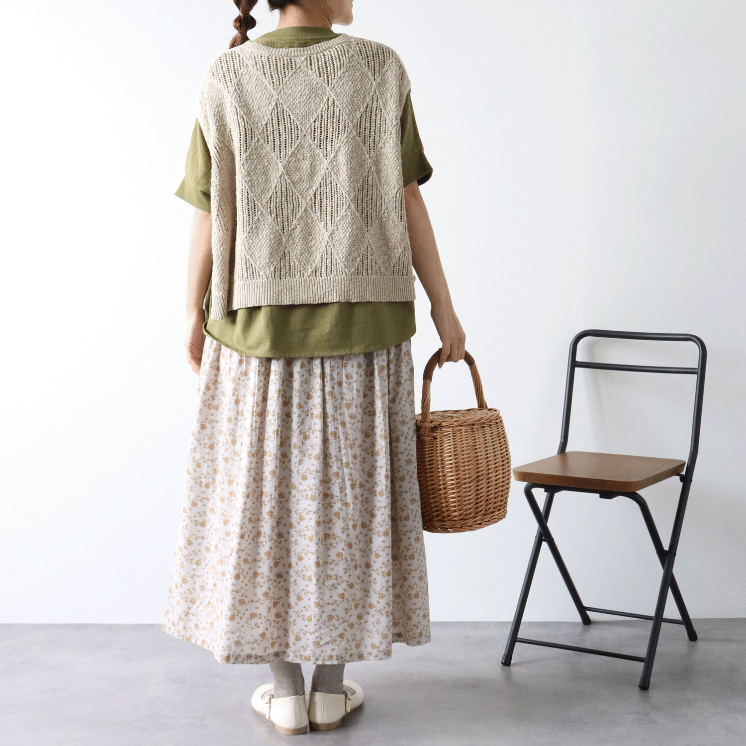 cloudnine コットンニットダイヤ柄ゆったりシルエットのニットベスト - 画像17