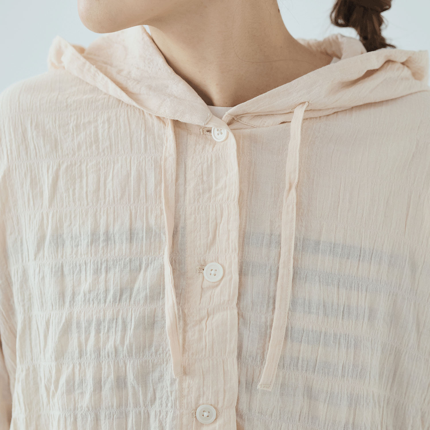 cloudnine 先染めC／Pu布帛無地フード付きアウター - 画像12