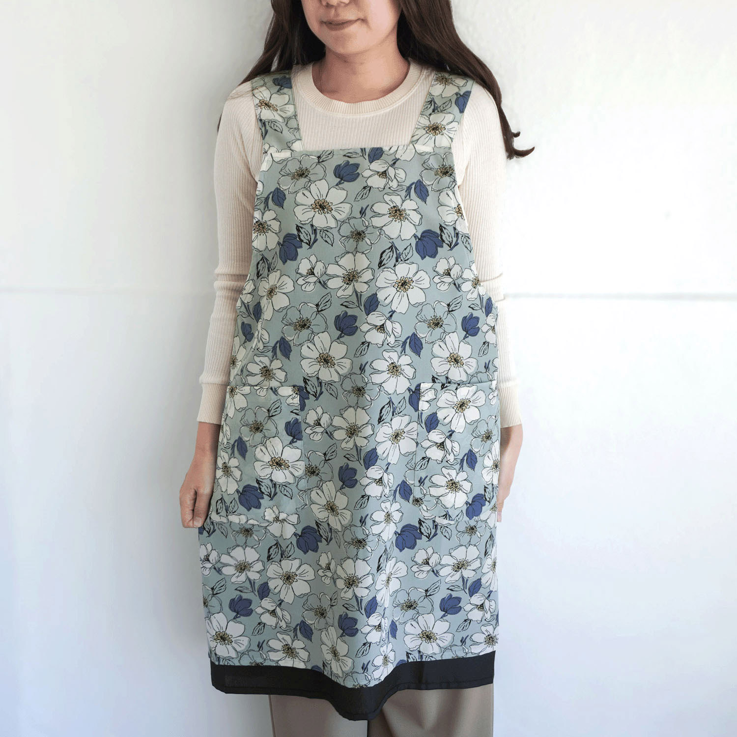 コシボチリメン大花柄リバーシブルエプロン - 画像6