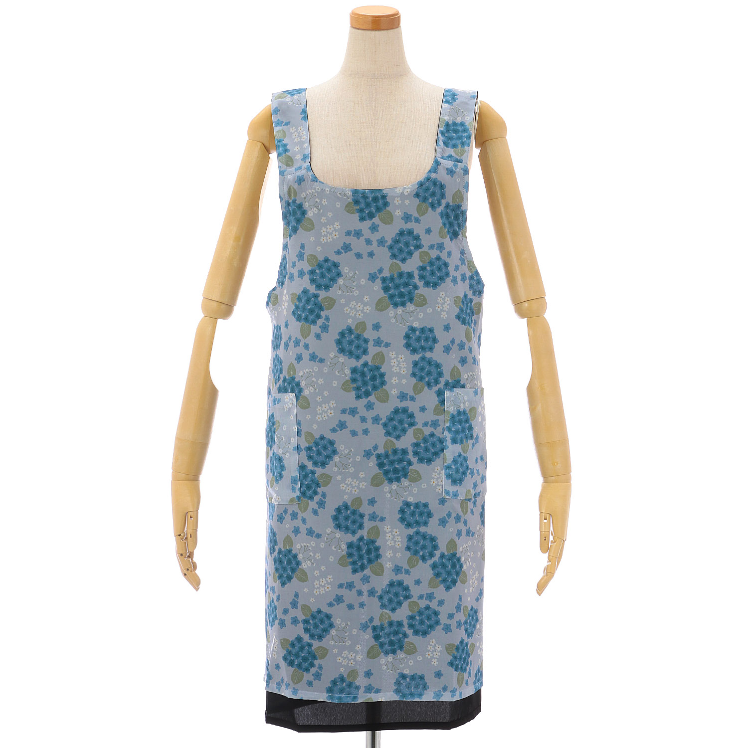 シフォンプリントリバーシブルエプロン 紫陽花柄 - 画像3