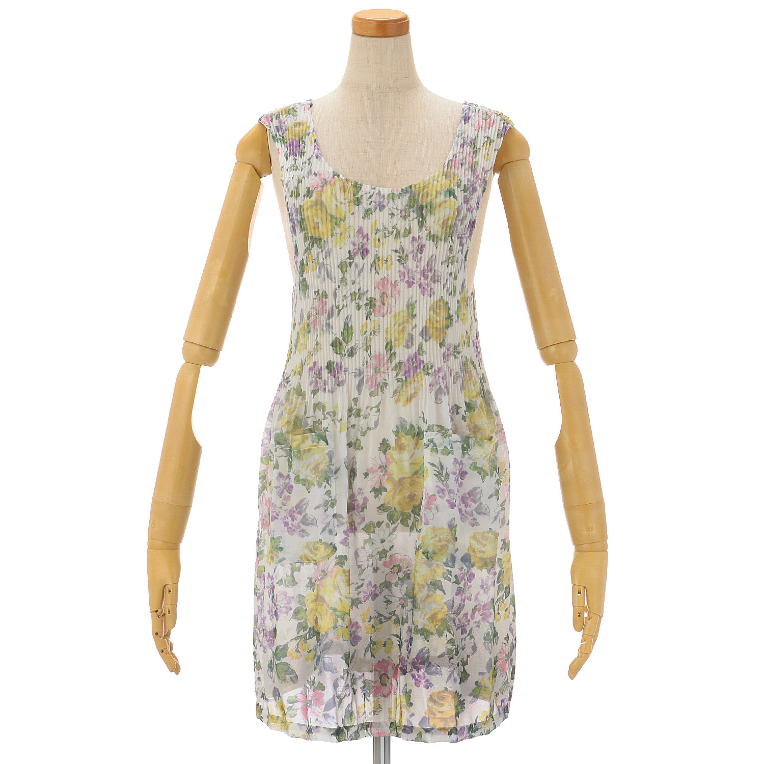 シフォンプリントプリーツエプロン バラ柄 - 画像2