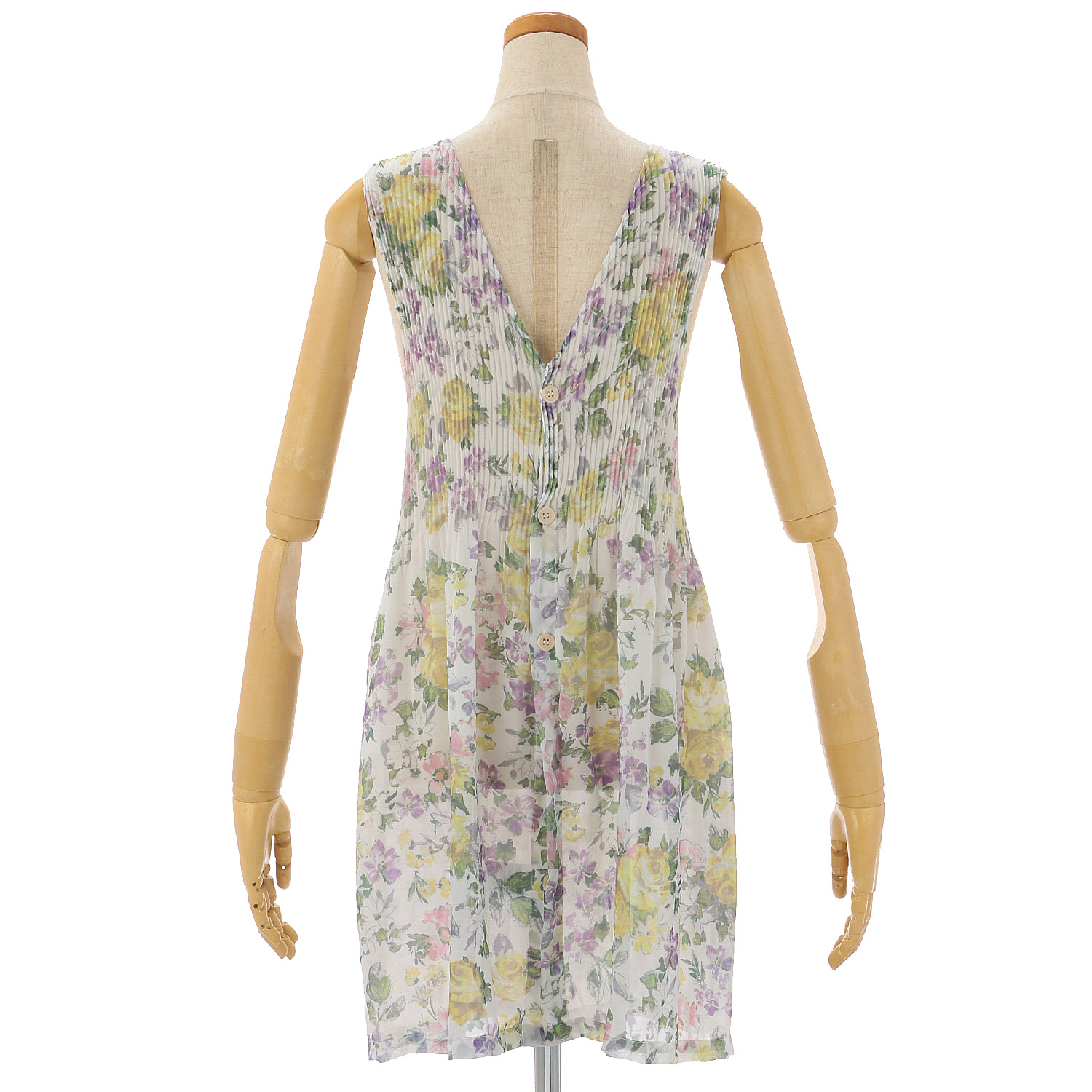 シフォンプリントプリーツエプロン バラ柄 - 画像3