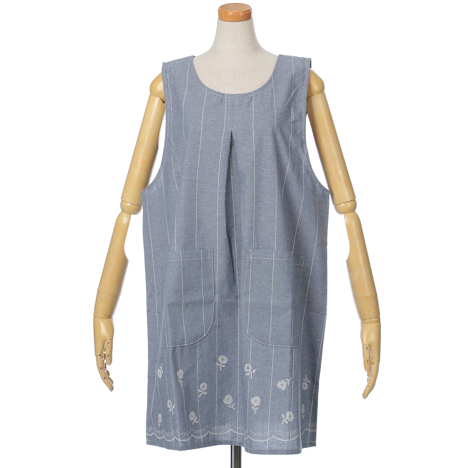 裾プリントバックリボンかぶりエプロン - 画像2