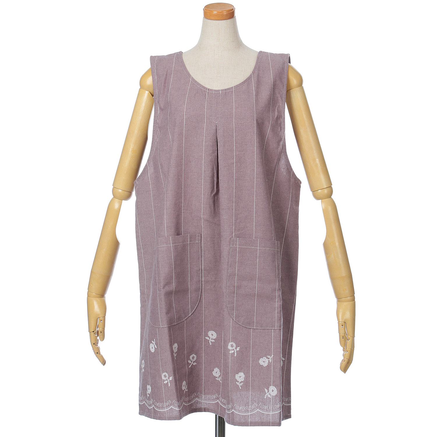 裾プリントバックリボンかぶりエプロン - 画像4