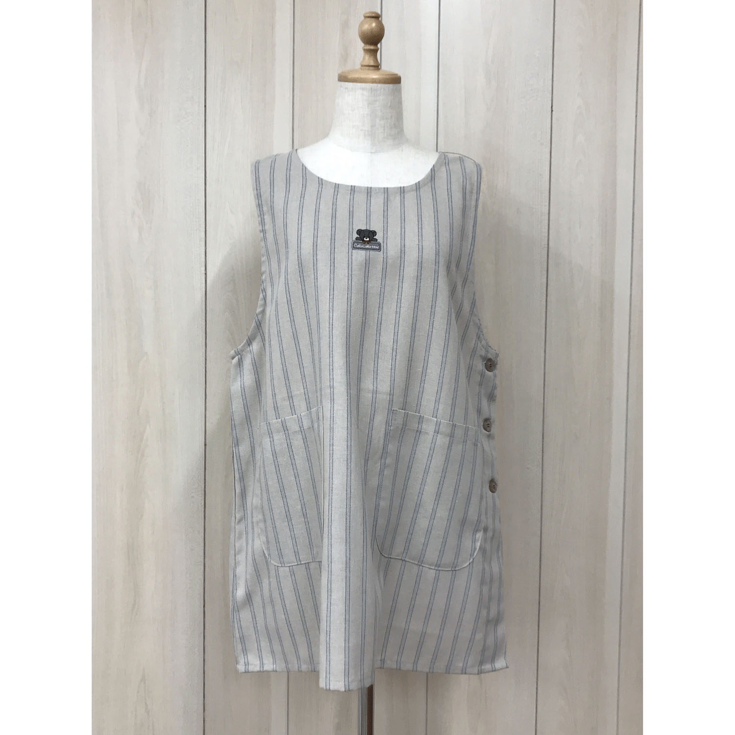 コロコロベアストライプサイド釦エプロン - 画像2