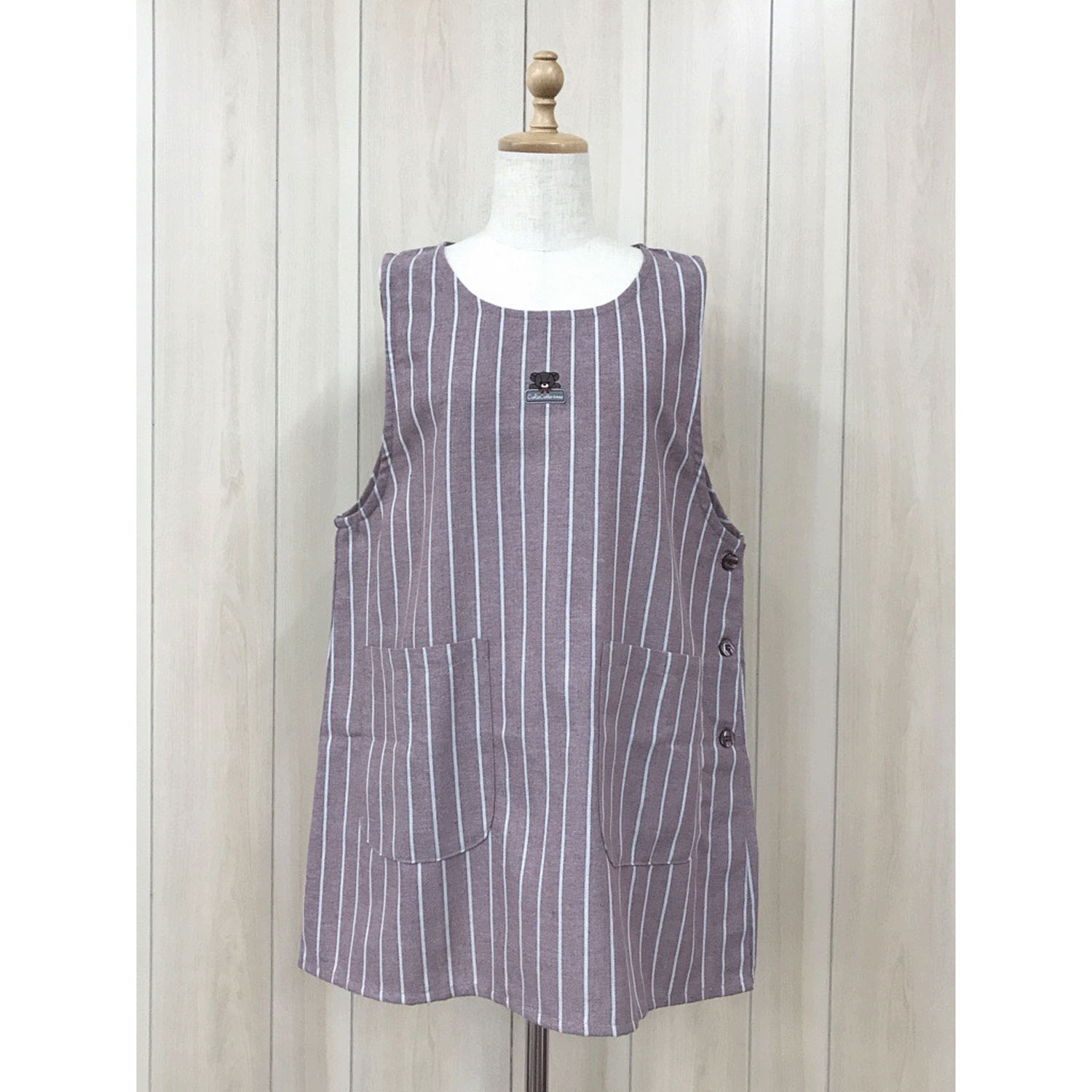 コロコロベアストライプサイド釦エプロン - 画像3