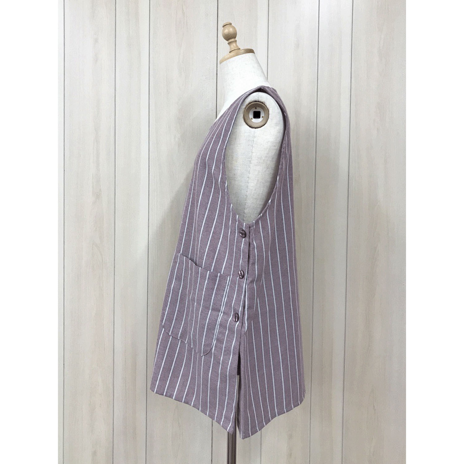 コロコロベアストライプサイド釦エプロン - 画像4