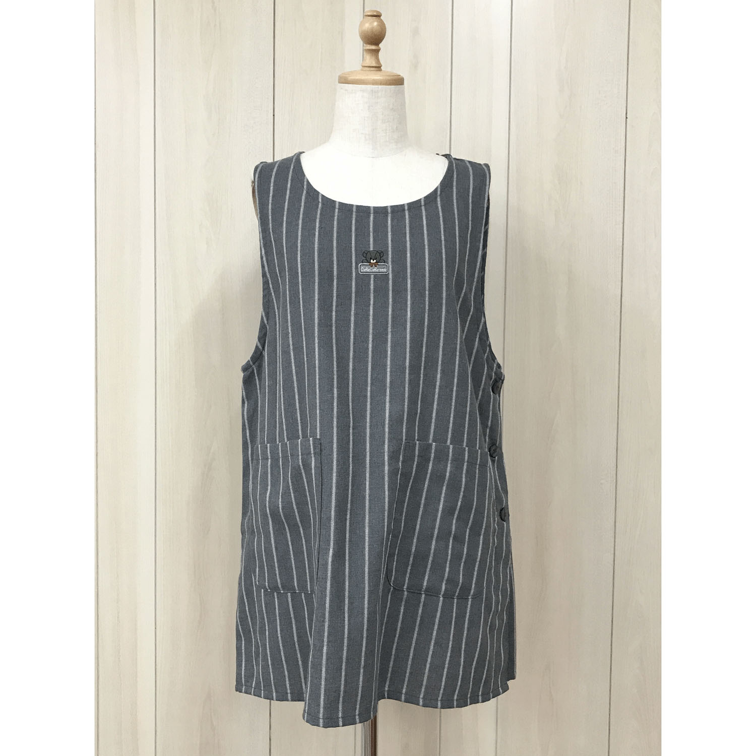 コロコロベアストライプサイド釦エプロン - 画像1