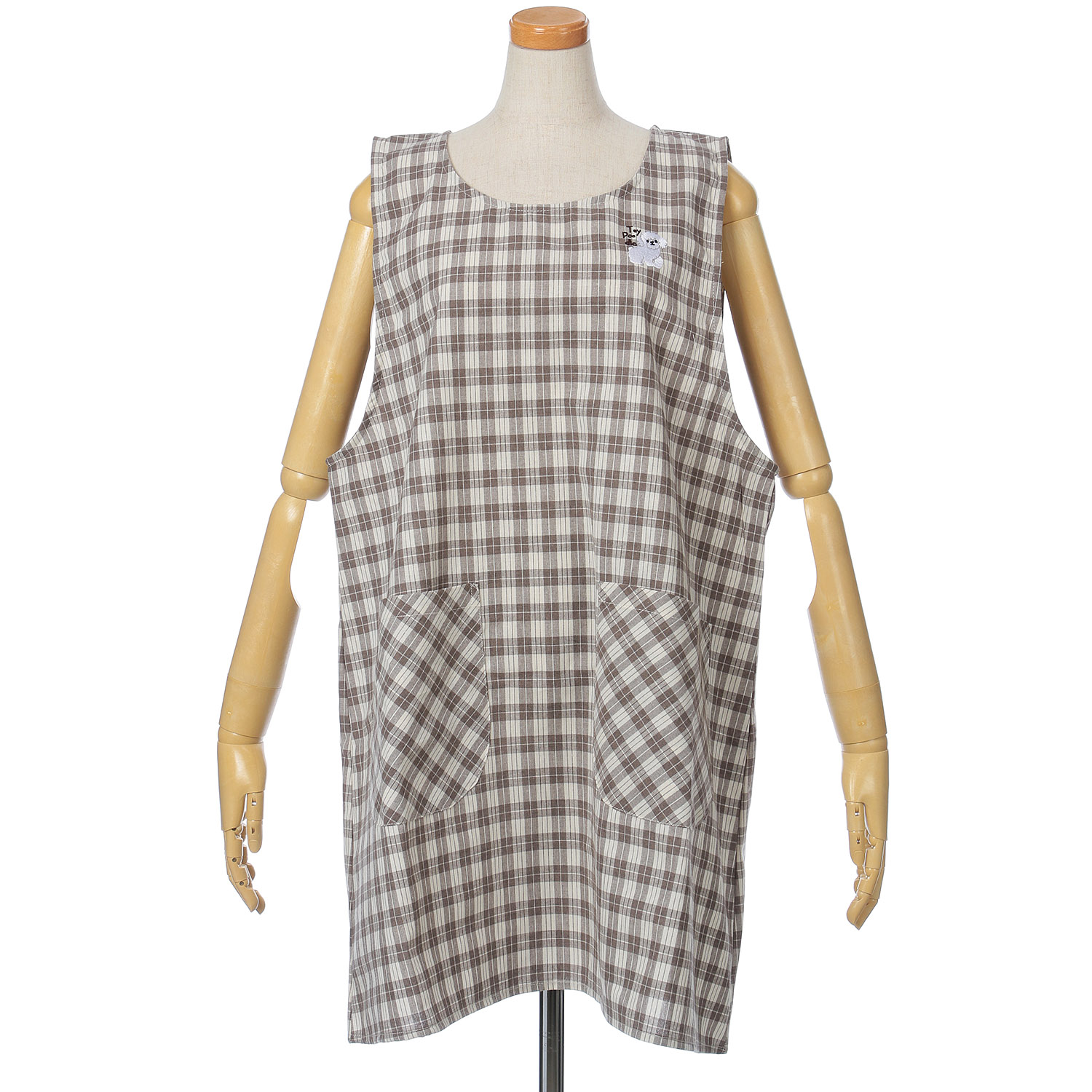 【大きいサイズ】Animal art 刺繍上釦下紐エプロン - 画像2