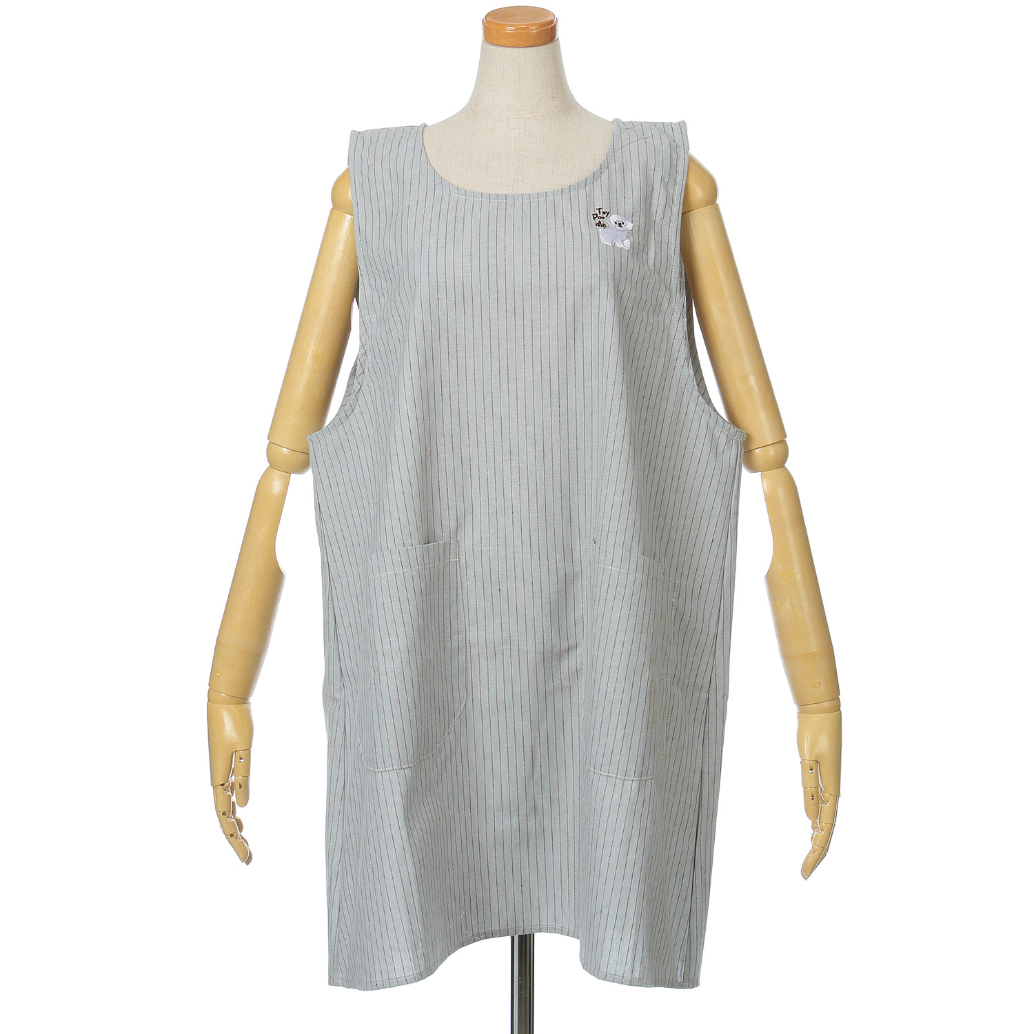 【大きいサイズ】Animal art 刺繍上釦下紐エプロン - 画像5