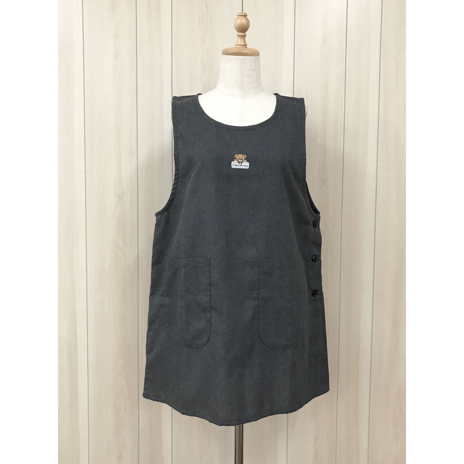 コロコロベアデニム風サイド釦エプロン - 画像3