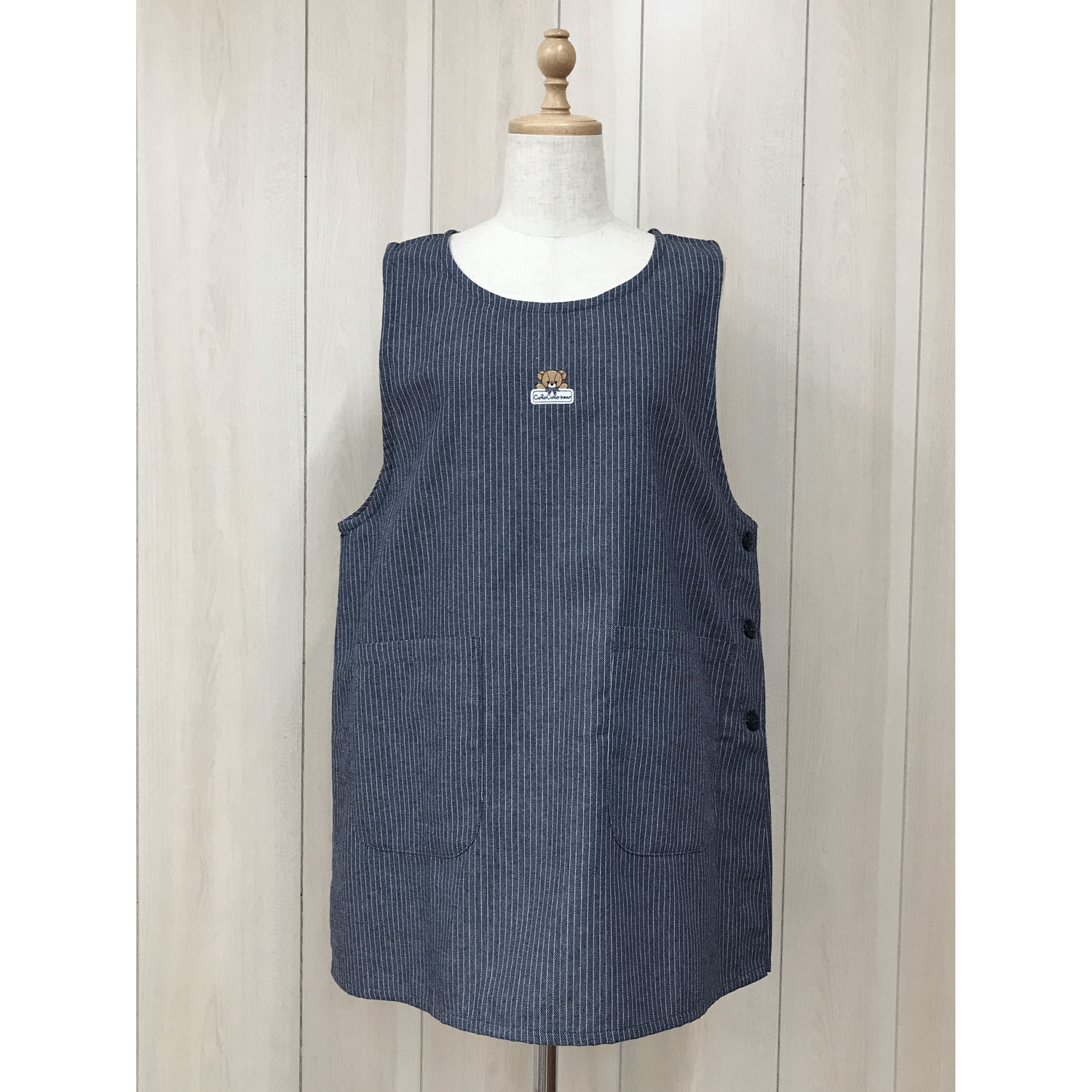 コロコロベアデニム風サイド釦エプロン - 画像1