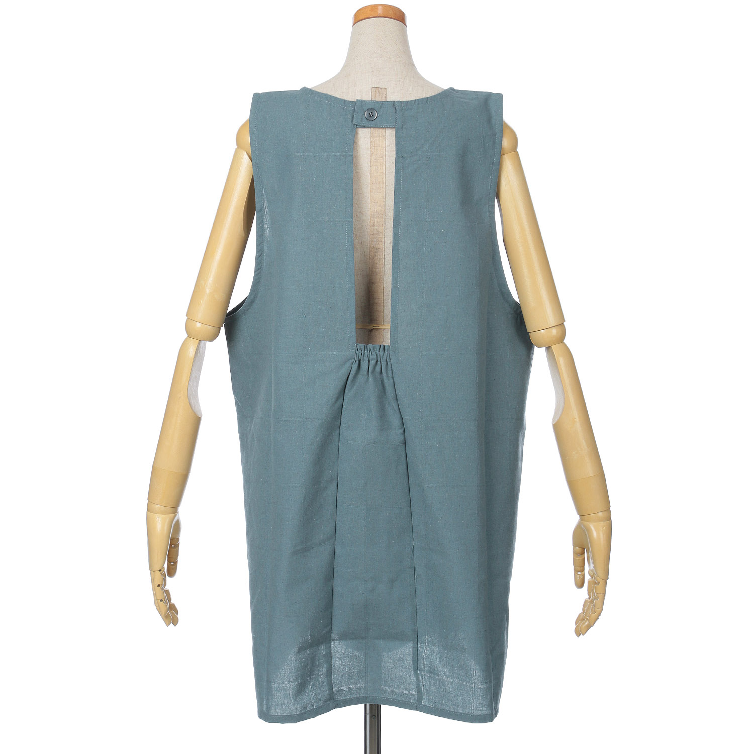 【大きいサイズ】胸元レースプリント後ろシャーリングエプロン - 画像5