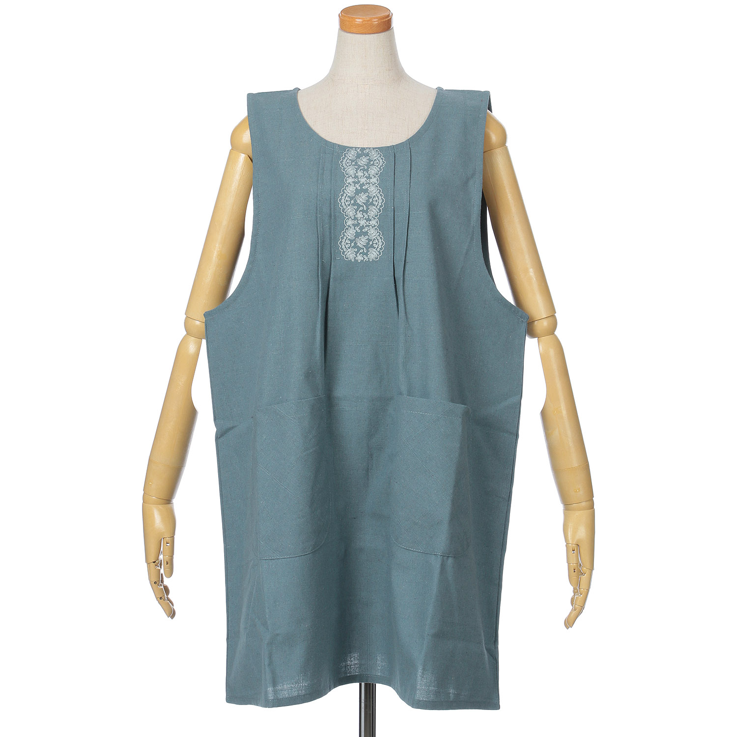 【大きいサイズ】胸元レースプリント後ろシャーリングエプロン