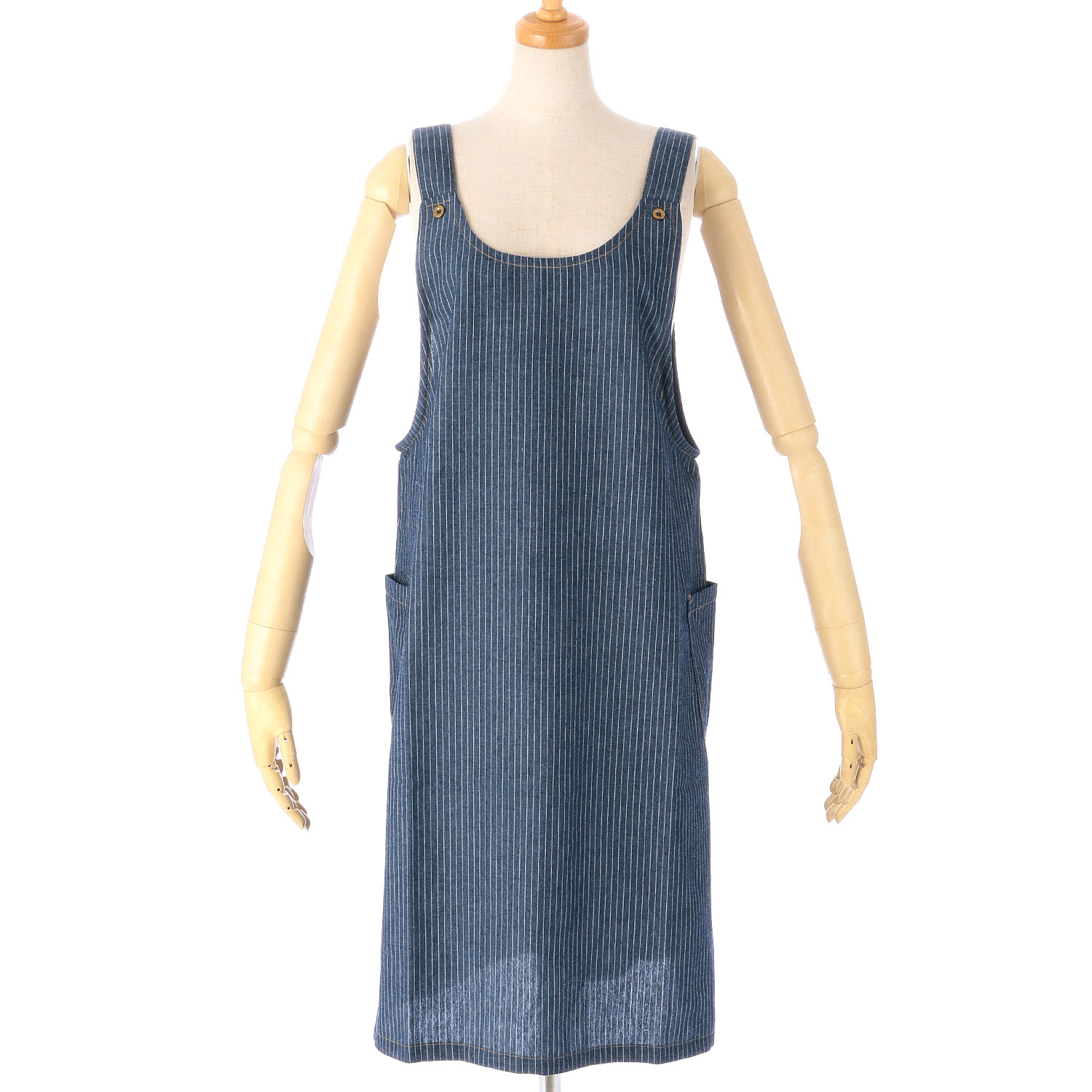 naturic デニムエプロン ストライプ - 画像2