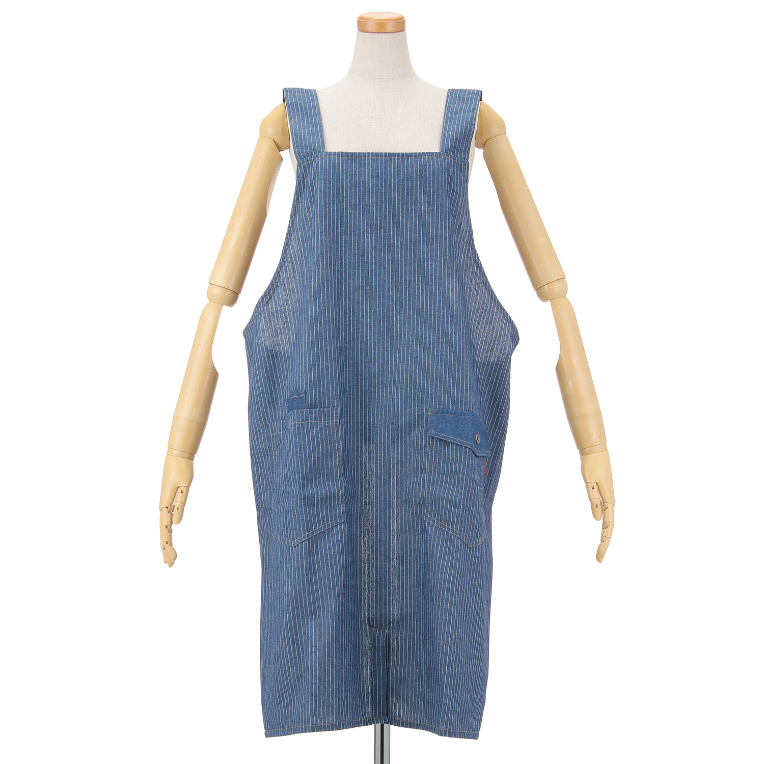 naturic デニム男女兼用エプロン ストライプ - 画像1