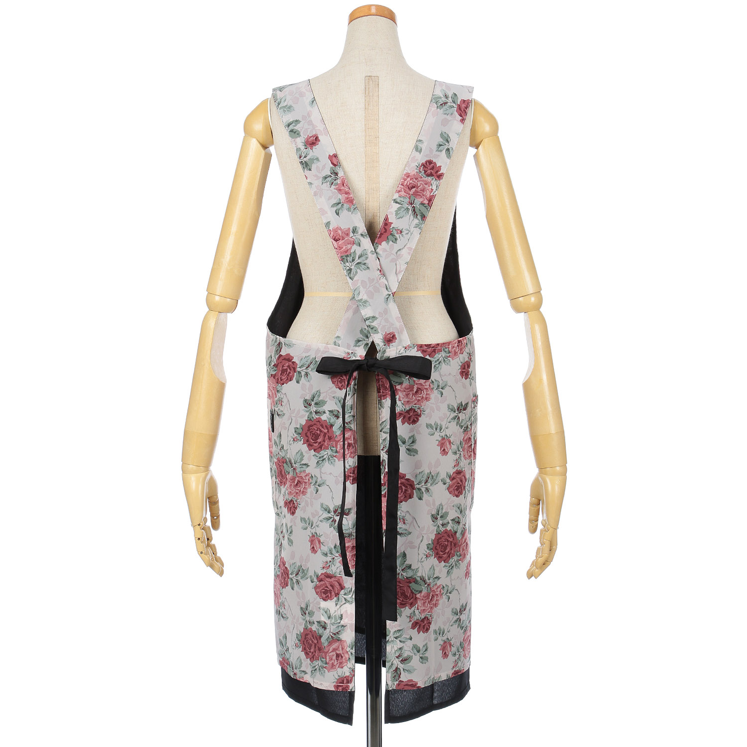 コシボチリメン大バラ柄リバーシブルエプロン - 画像4