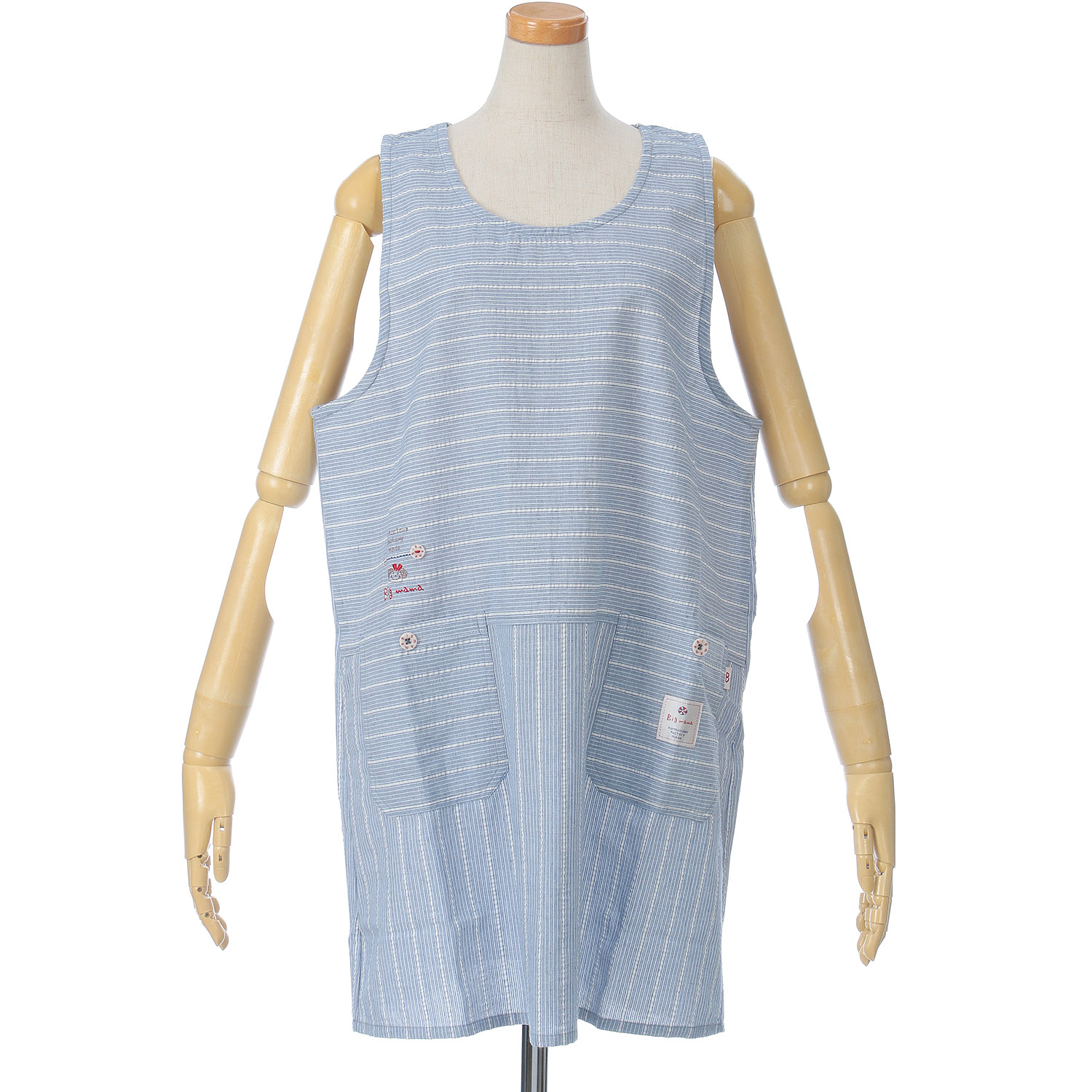 ビッグママ サッカーストライプラン型カブリエプロン - 画像2