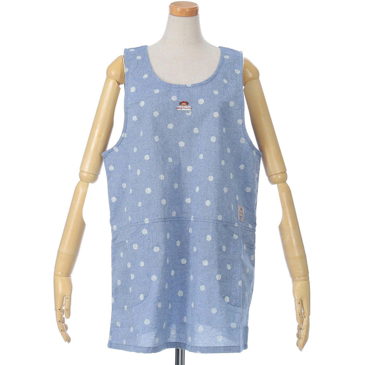 ビッグママ 水玉プリントラン型エプロン - 画像3