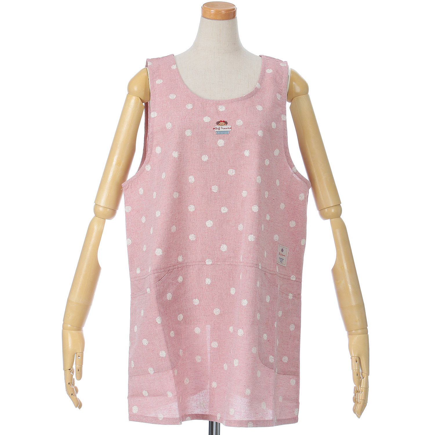 ビッグママ 水玉プリントラン型エプロン - 画像1