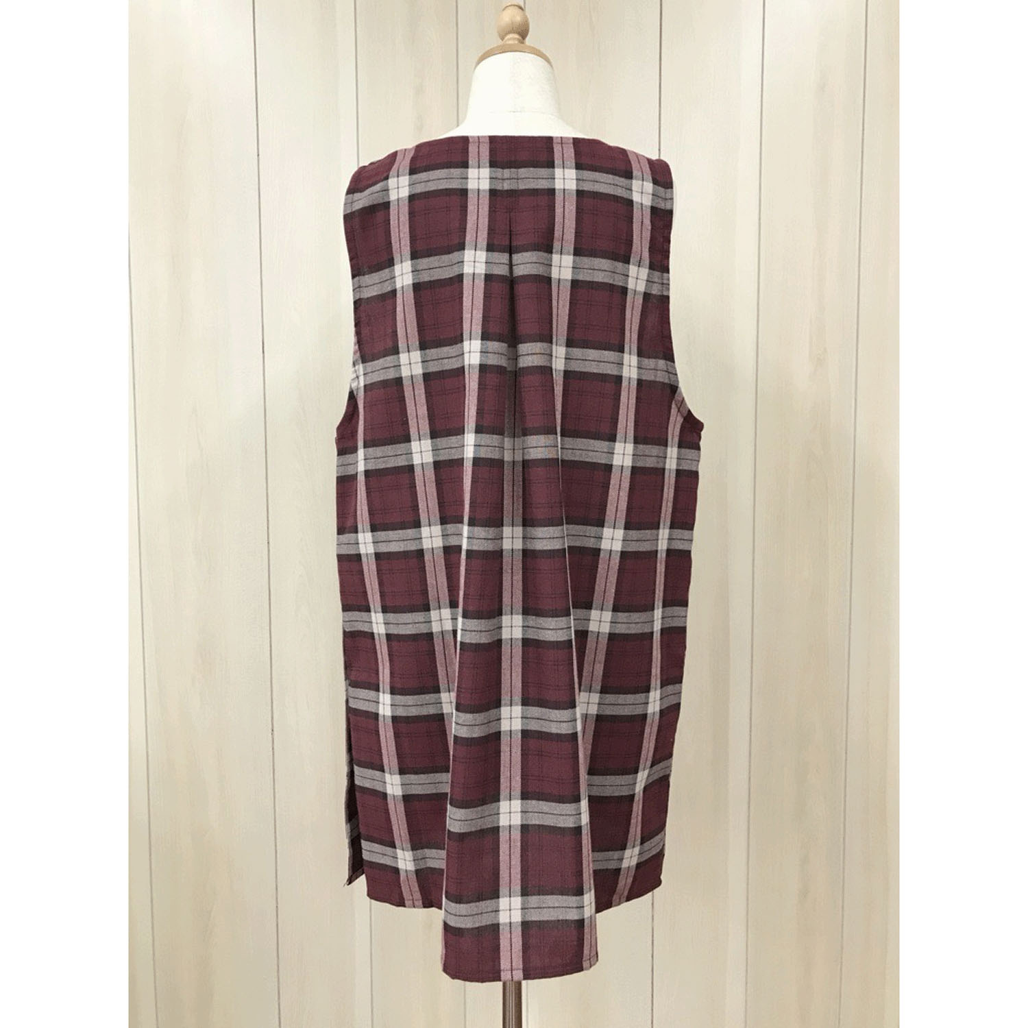 先染め起毛別布大格子エプロン - 画像4