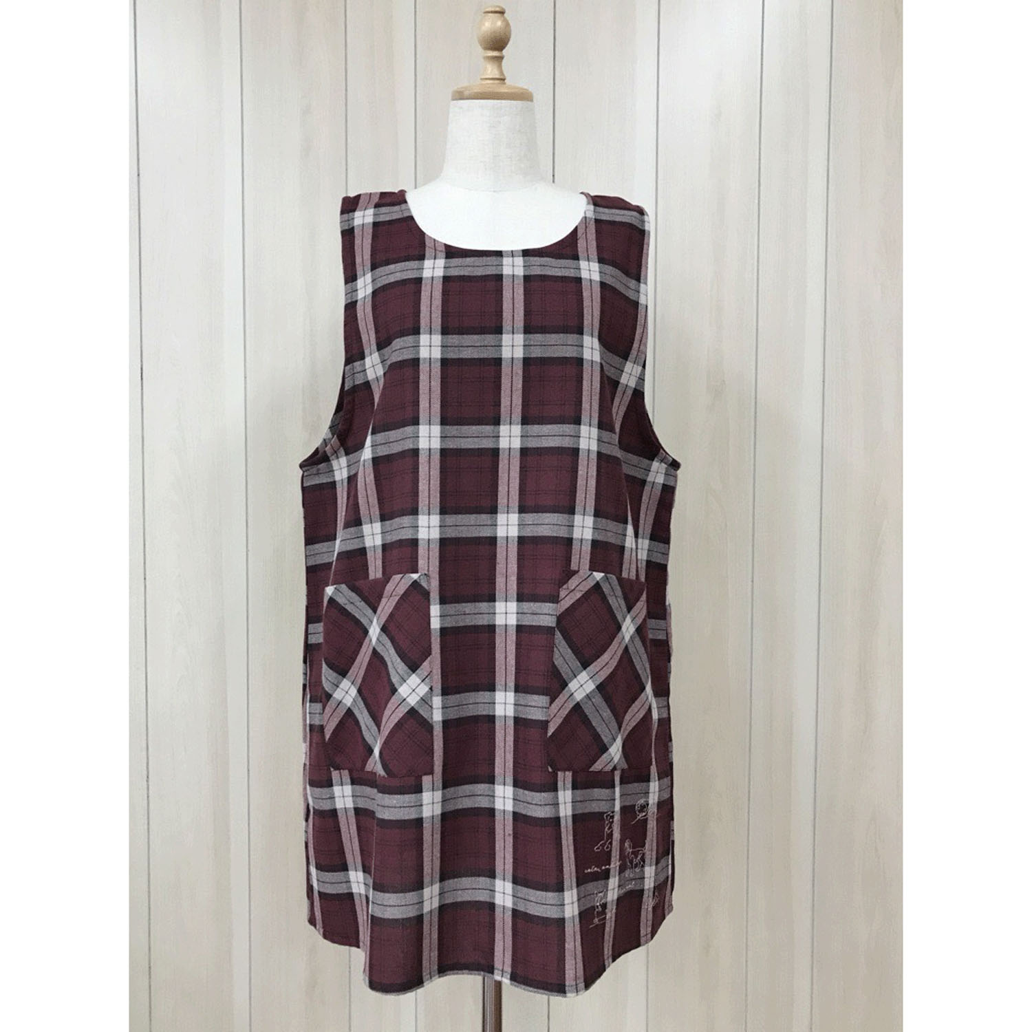 大寸先染めアニマル刺繍エプロン - 画像4