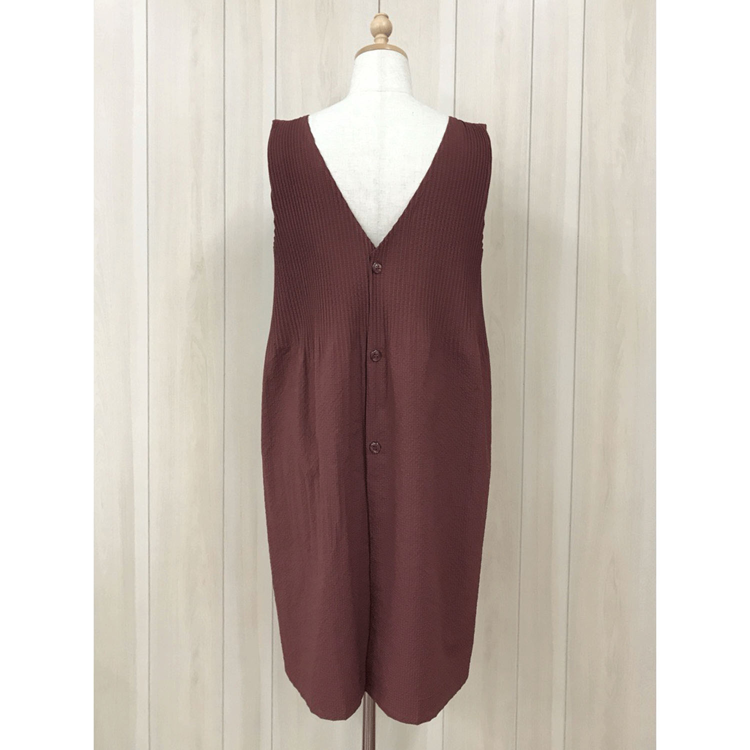 ふくれ織りロングプリーツ無地エプロン - 画像4