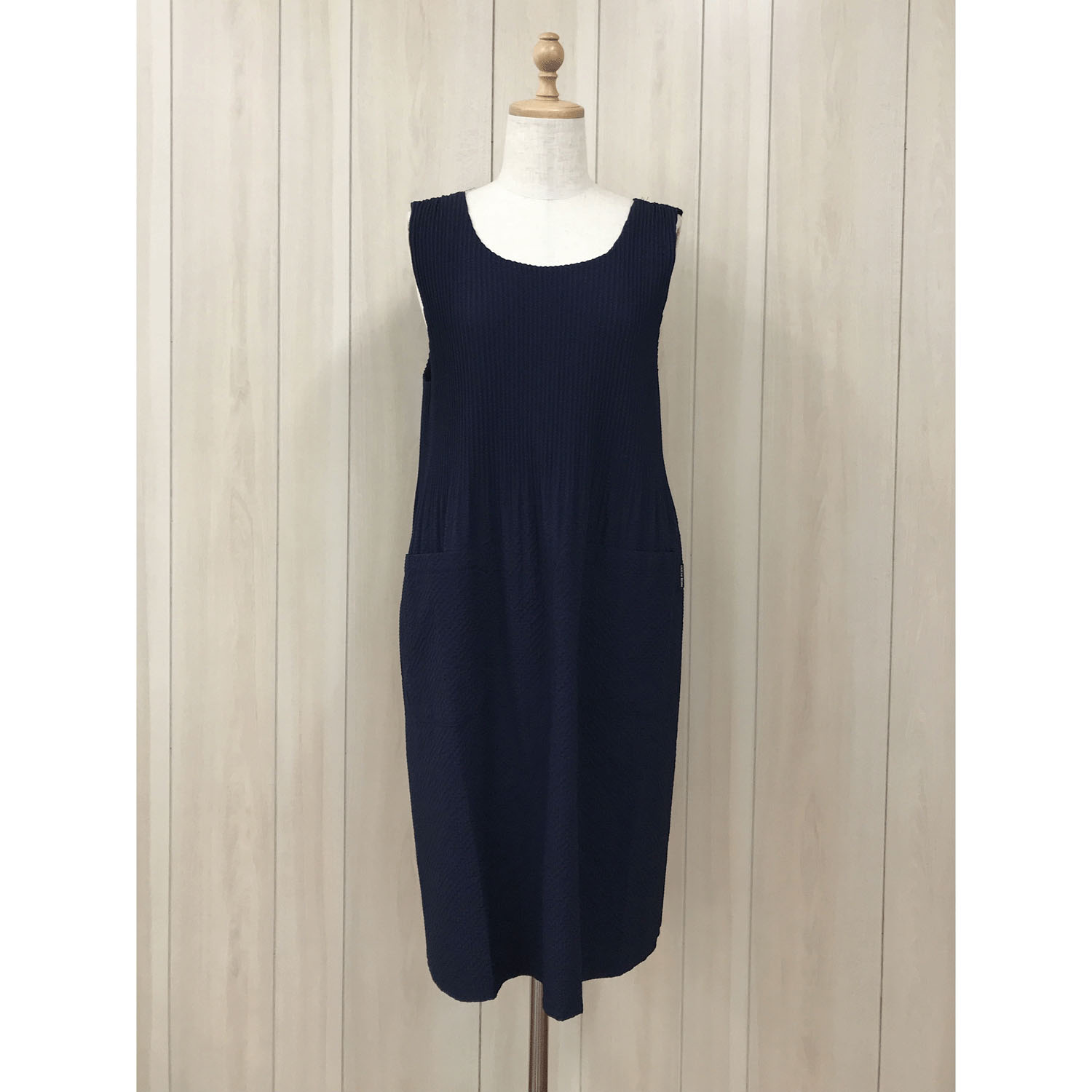 ふくれ織りロングプリーツ無地エプロン - 画像5