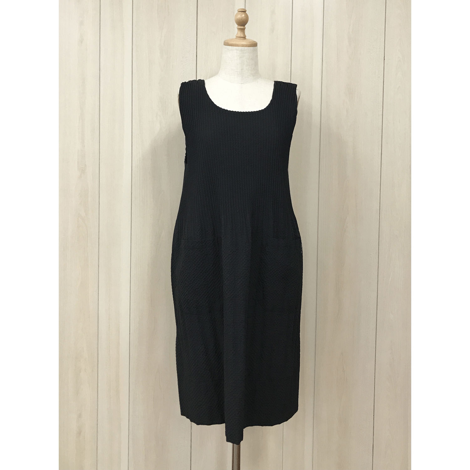 ふくれ織りロングプリーツ無地エプロン