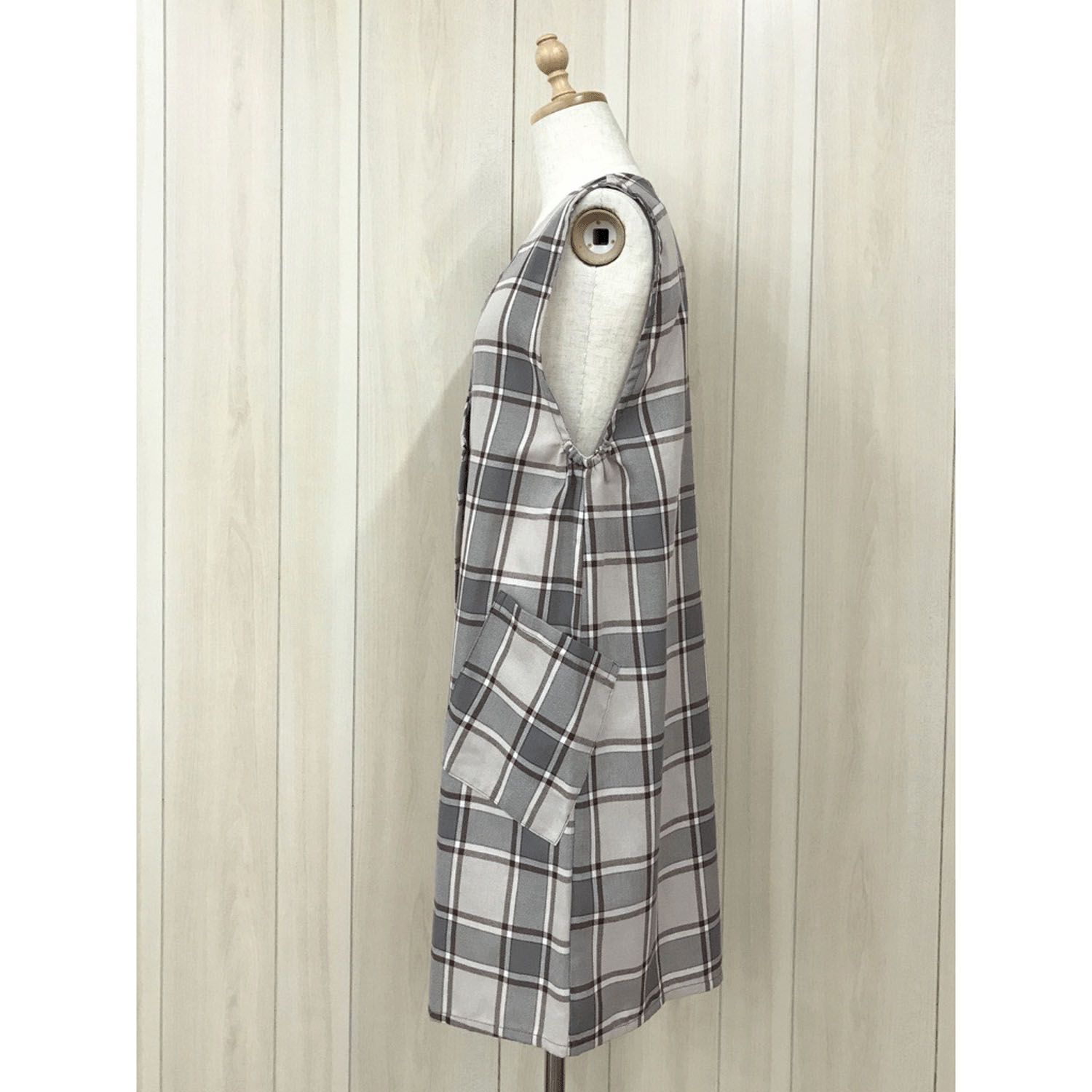 ECRUロングジレ風エプロン - 画像3