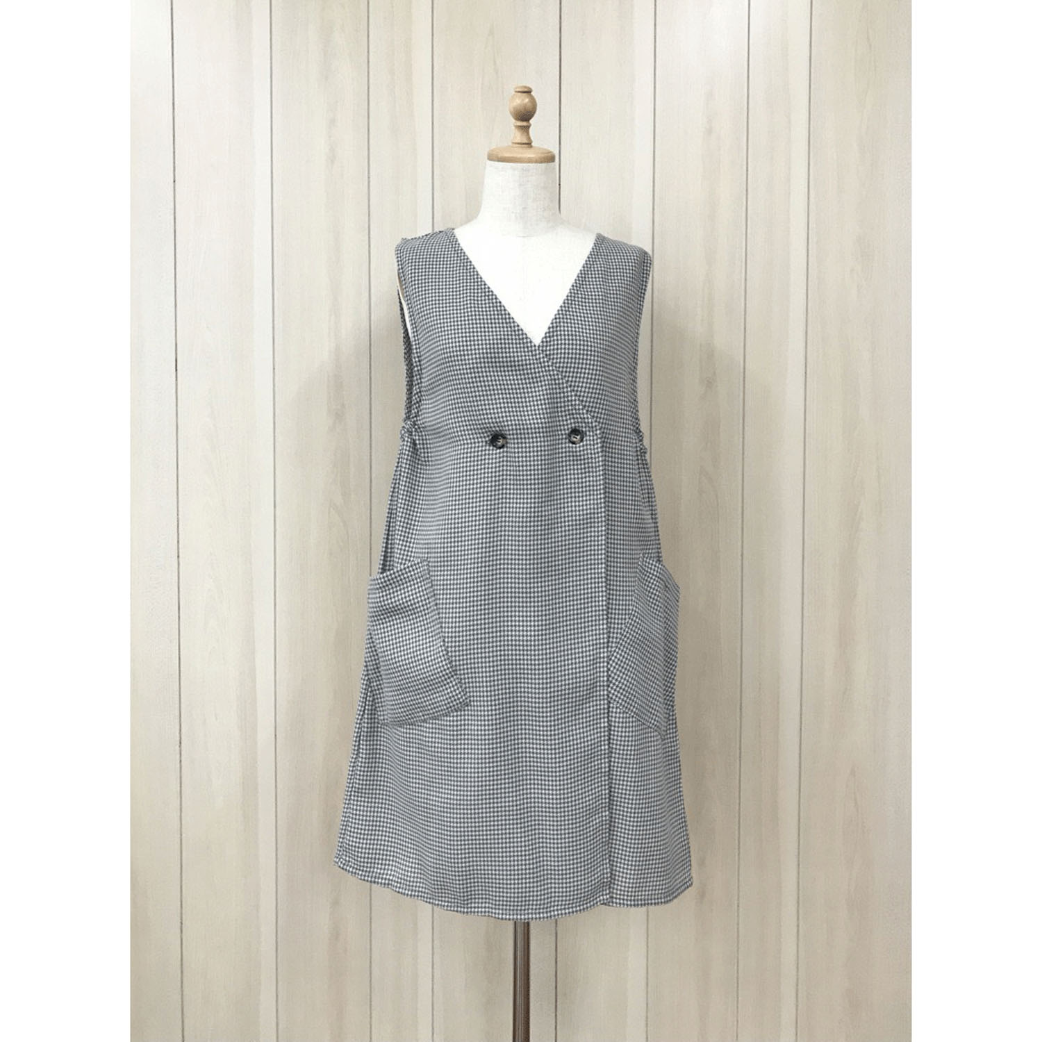 ECRUロングジレ風エプロン - 画像1