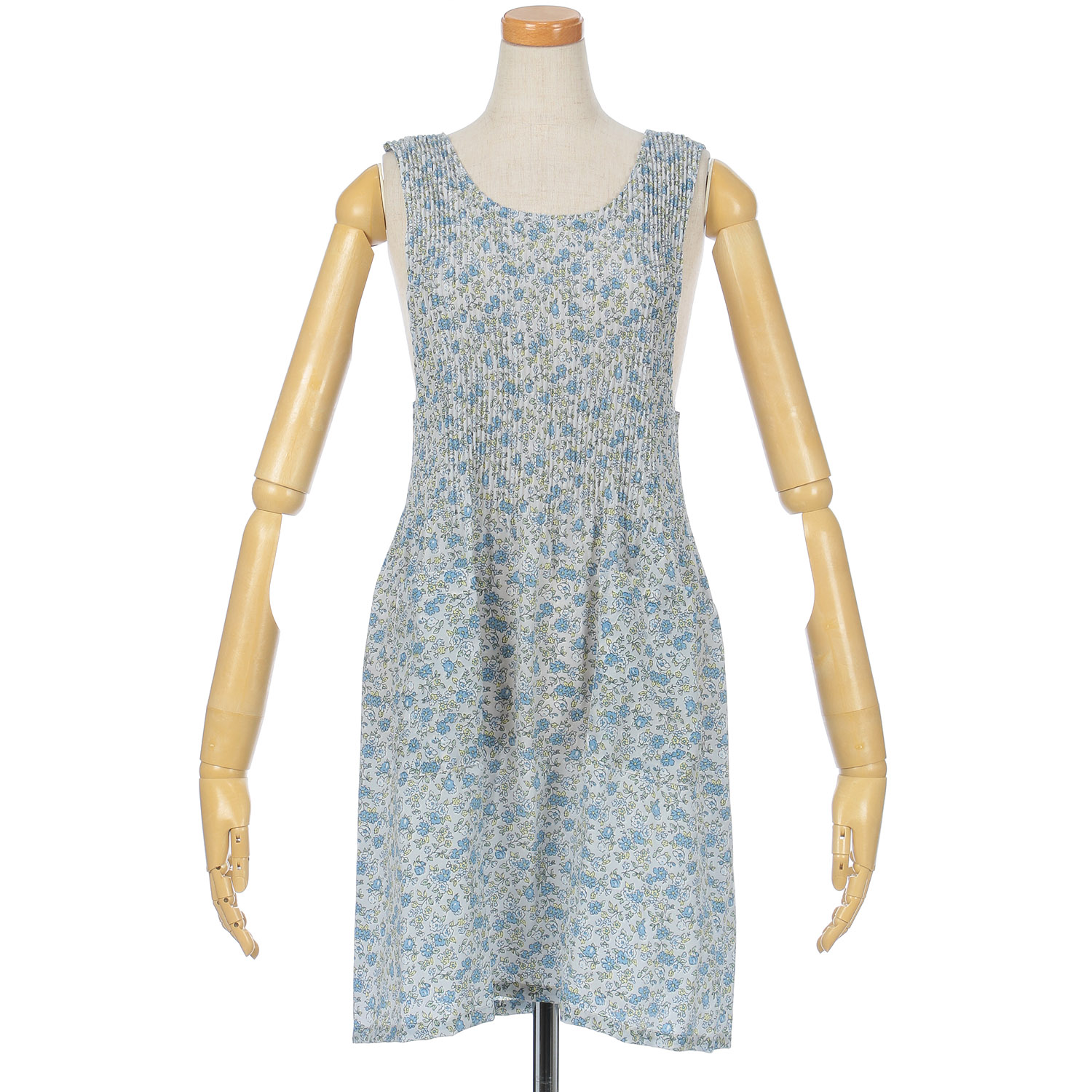 チリメンプリントプリーツエプロン