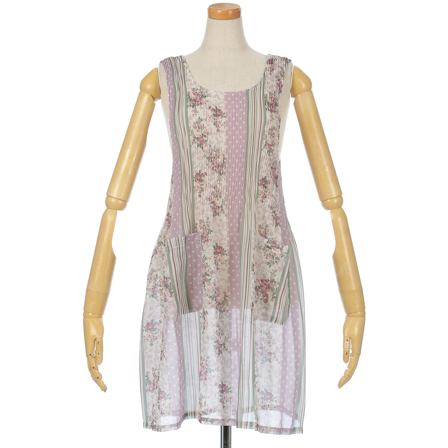 シフォンプリントプリーツエプロン - 画像1