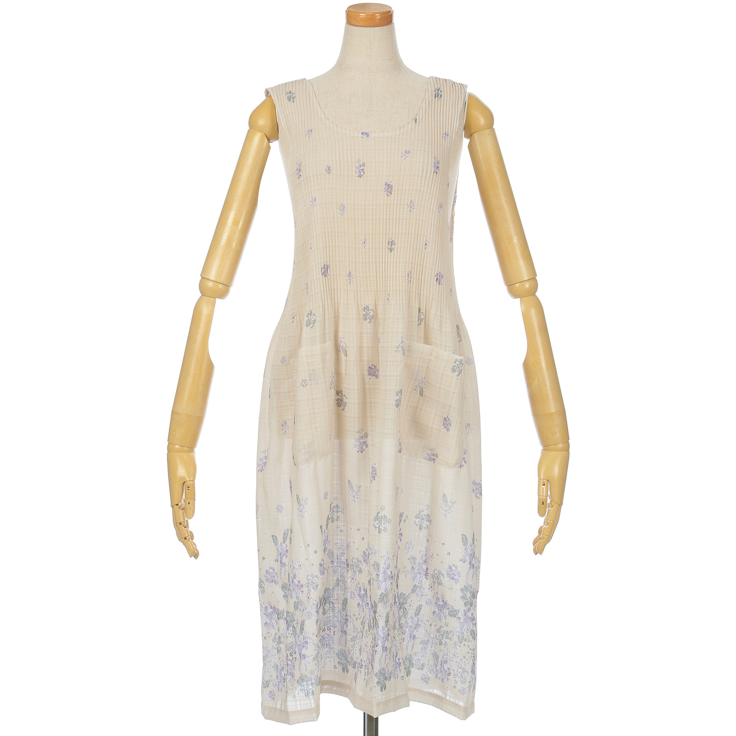 エステル格子ロングプリーツエプロン - 画像2