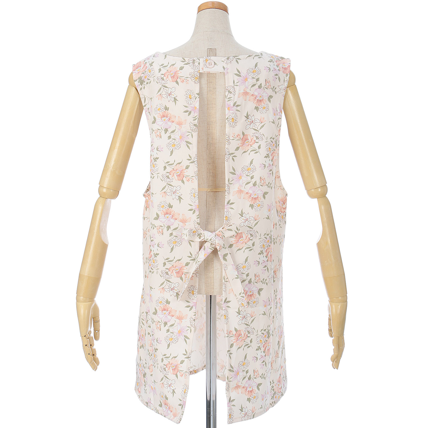 ストレッチ中花柄エプロン - 画像2