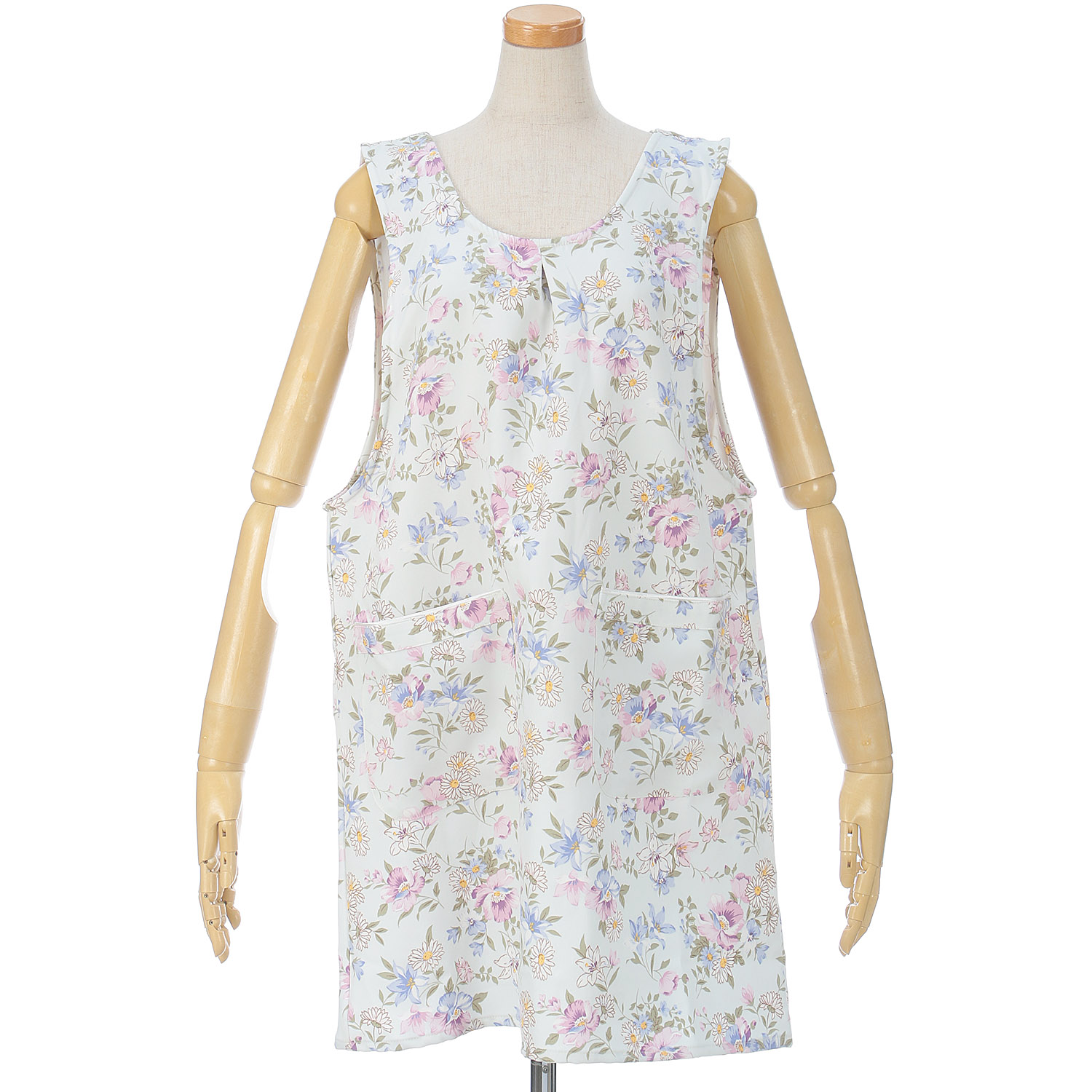 ストレッチ中花柄エプロン - 画像3