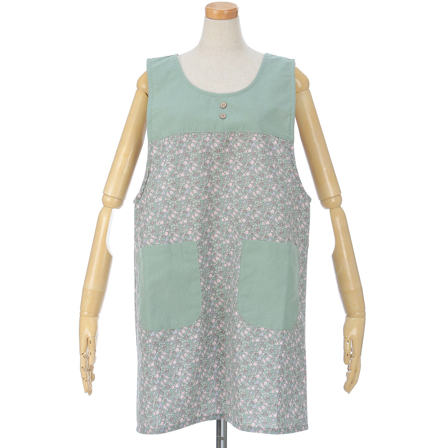 先染めドビー小花柄エプロン - 画像2