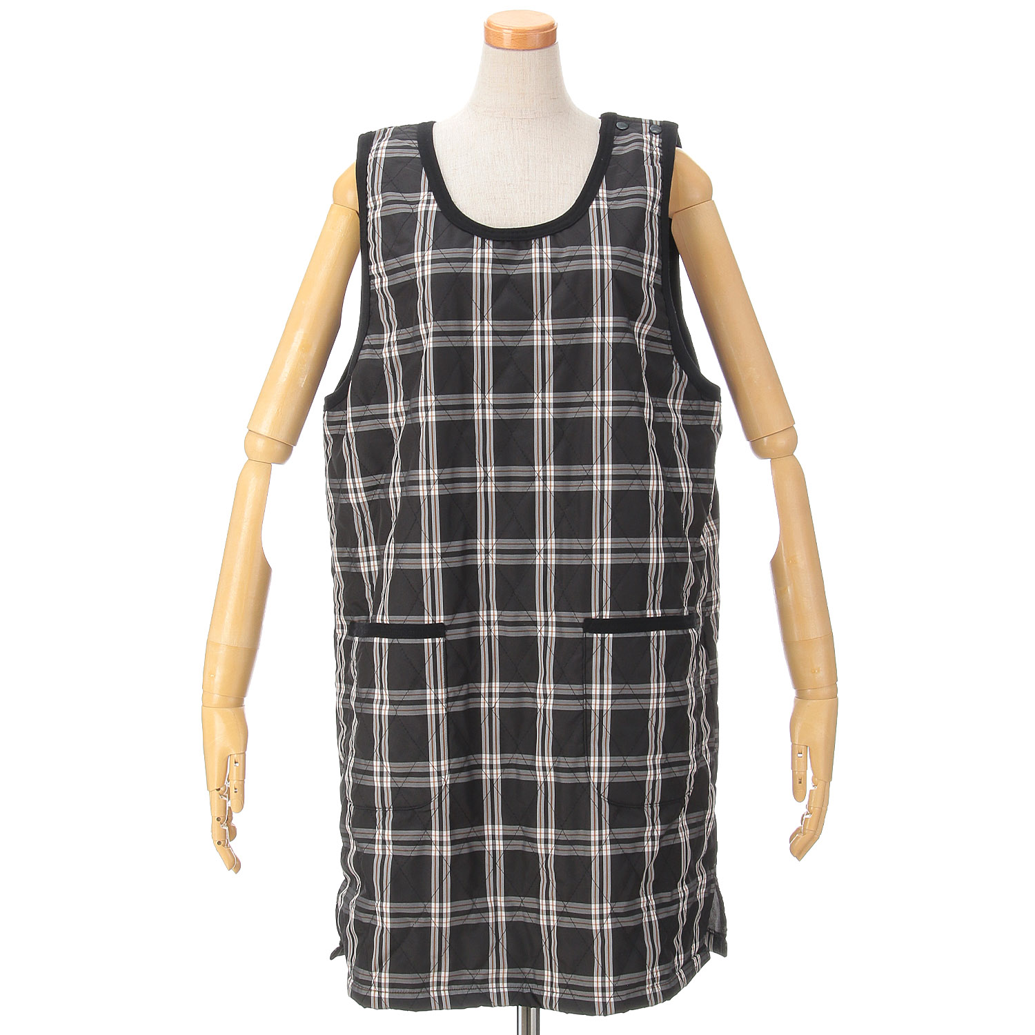 ファイユ 裏フリース格子柄エプロン - 画像2