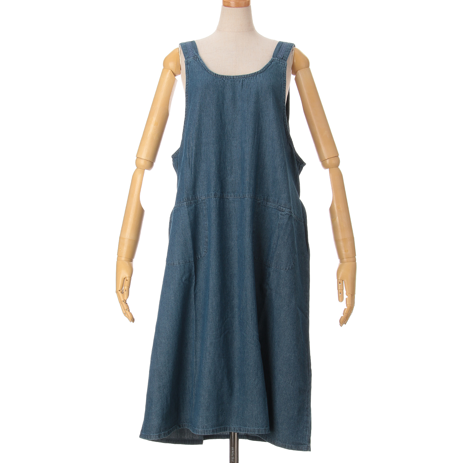 デニムレース付きエプロンワンピース - 画像3