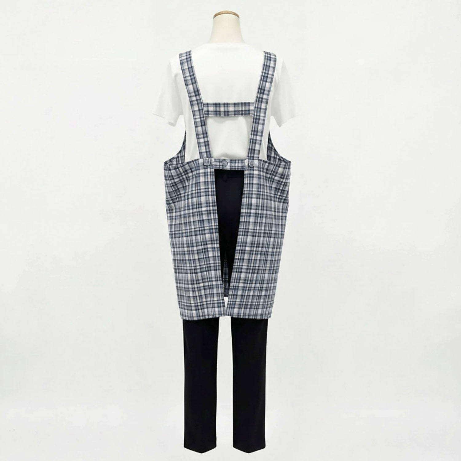 先染め格子H型 猫アップリケ - 画像3