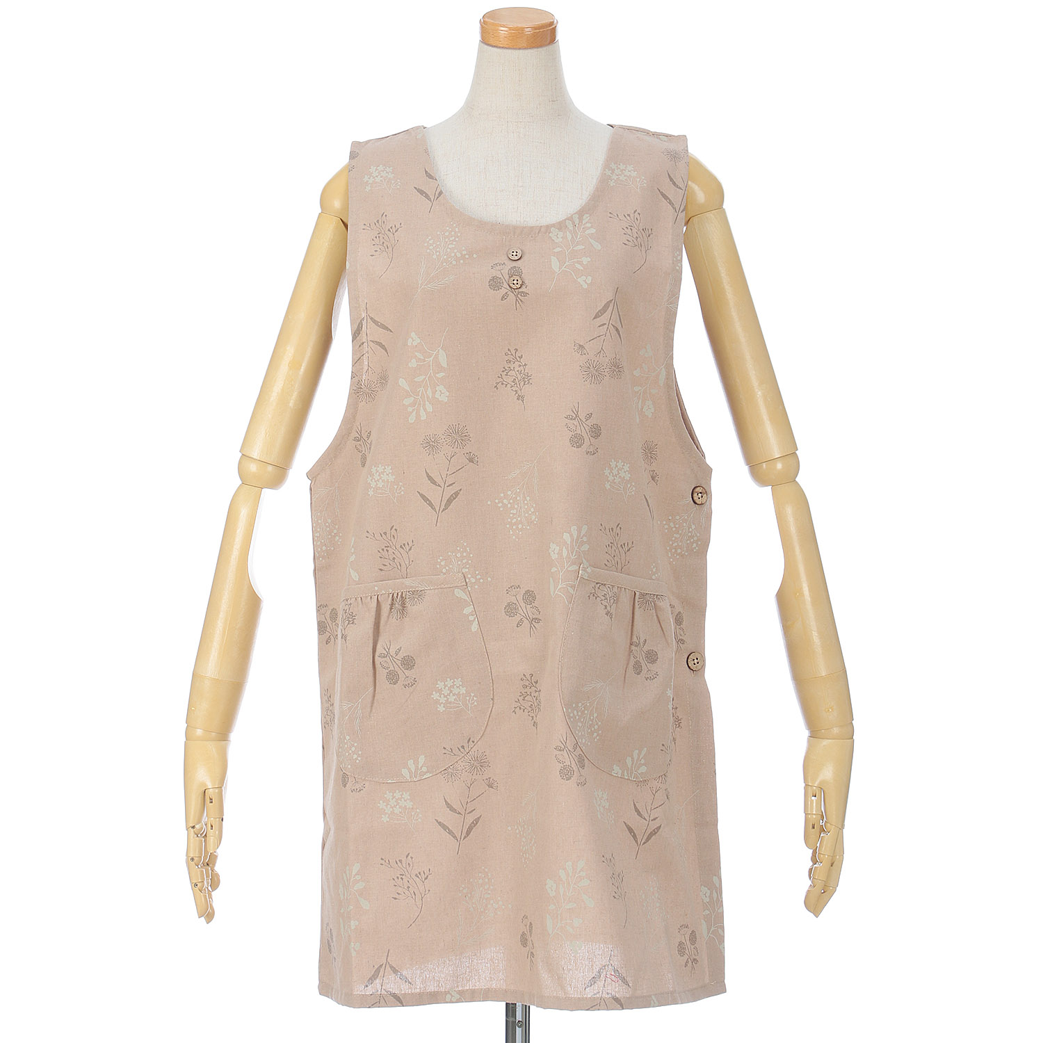 シーチングワッシャー線花柄エプロン