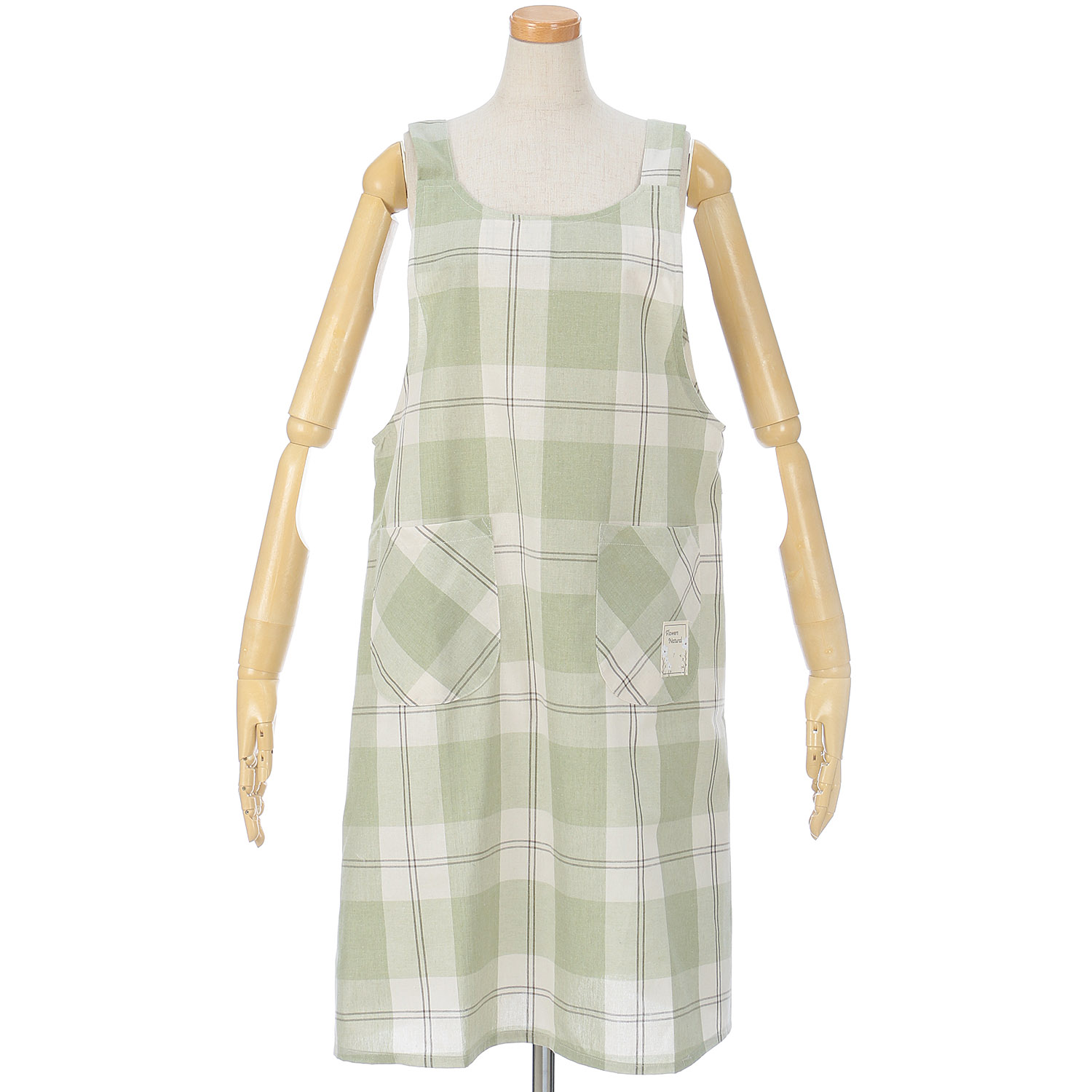 先染め格子エプロン - 画像3